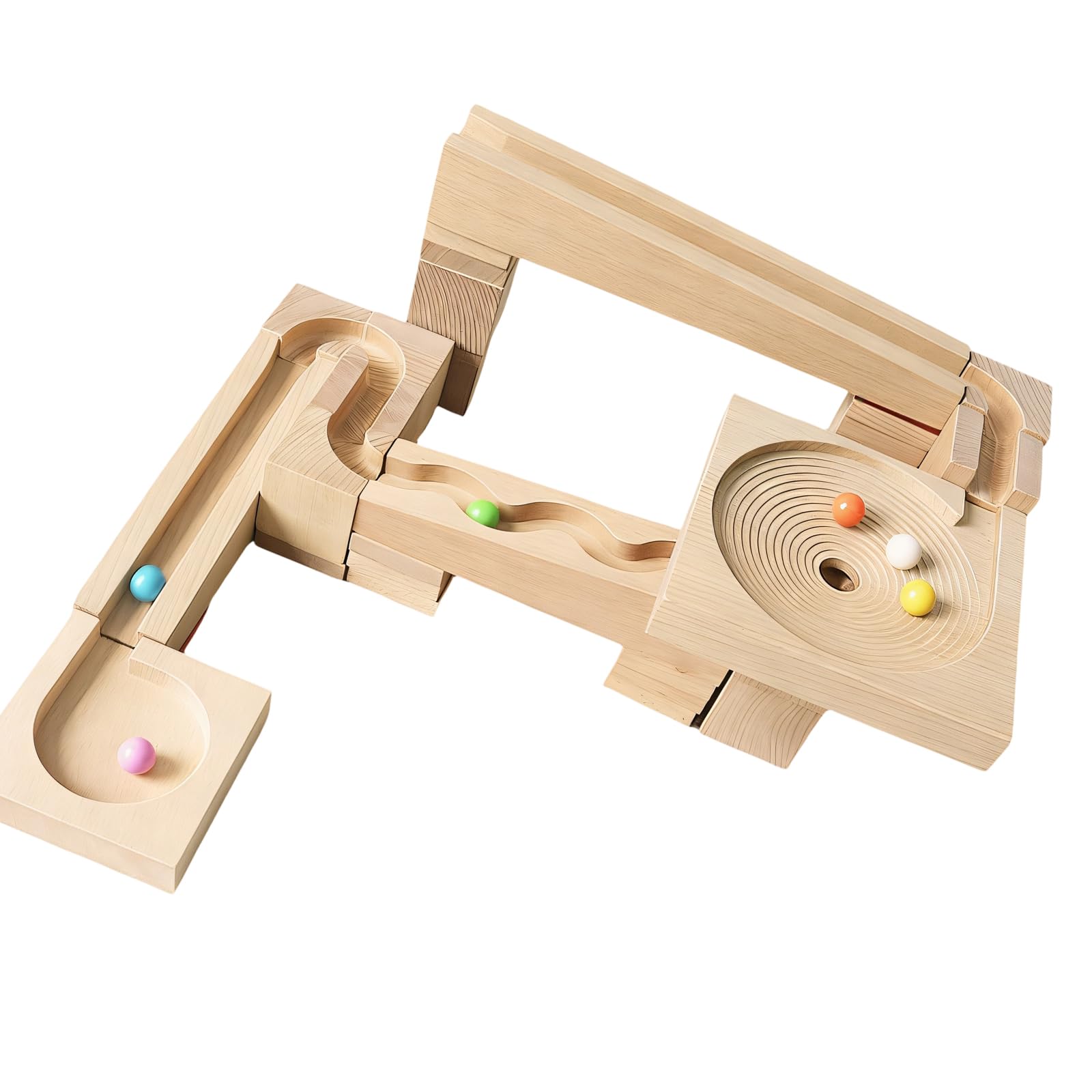 Set rulli in Legno da Costruzione Giocattolo educativo per Bambini Blocchi Costruzione con Pista per Palline Set rulli in Legno creativi Giocattolo didattico per Bambini in età la