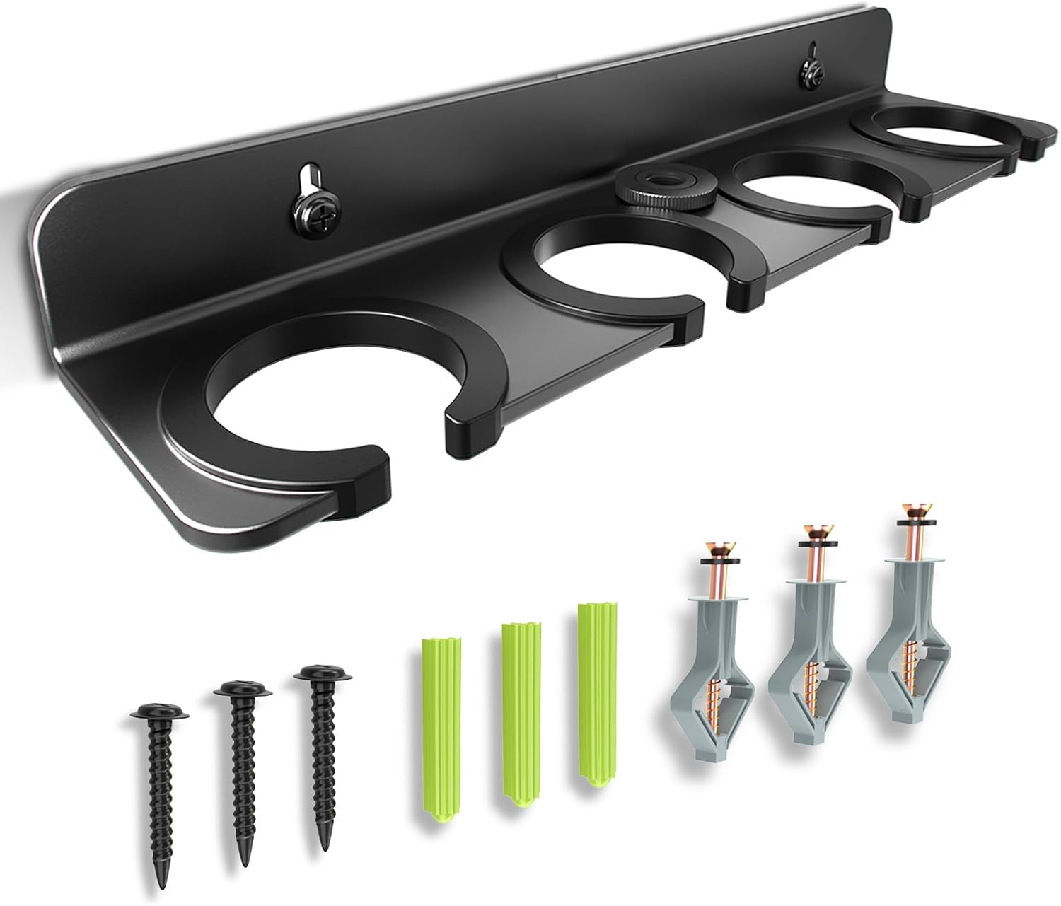 Multi Microphone Holder for Wired and Wireless Mics, Hold Up to 4 Mics, Multiple Mic Organizer Storage for Mic Stand, Rubber Padding/Wall Mounted or Mounted to 5/8″-27 or 3/8″-16 threaded Stands