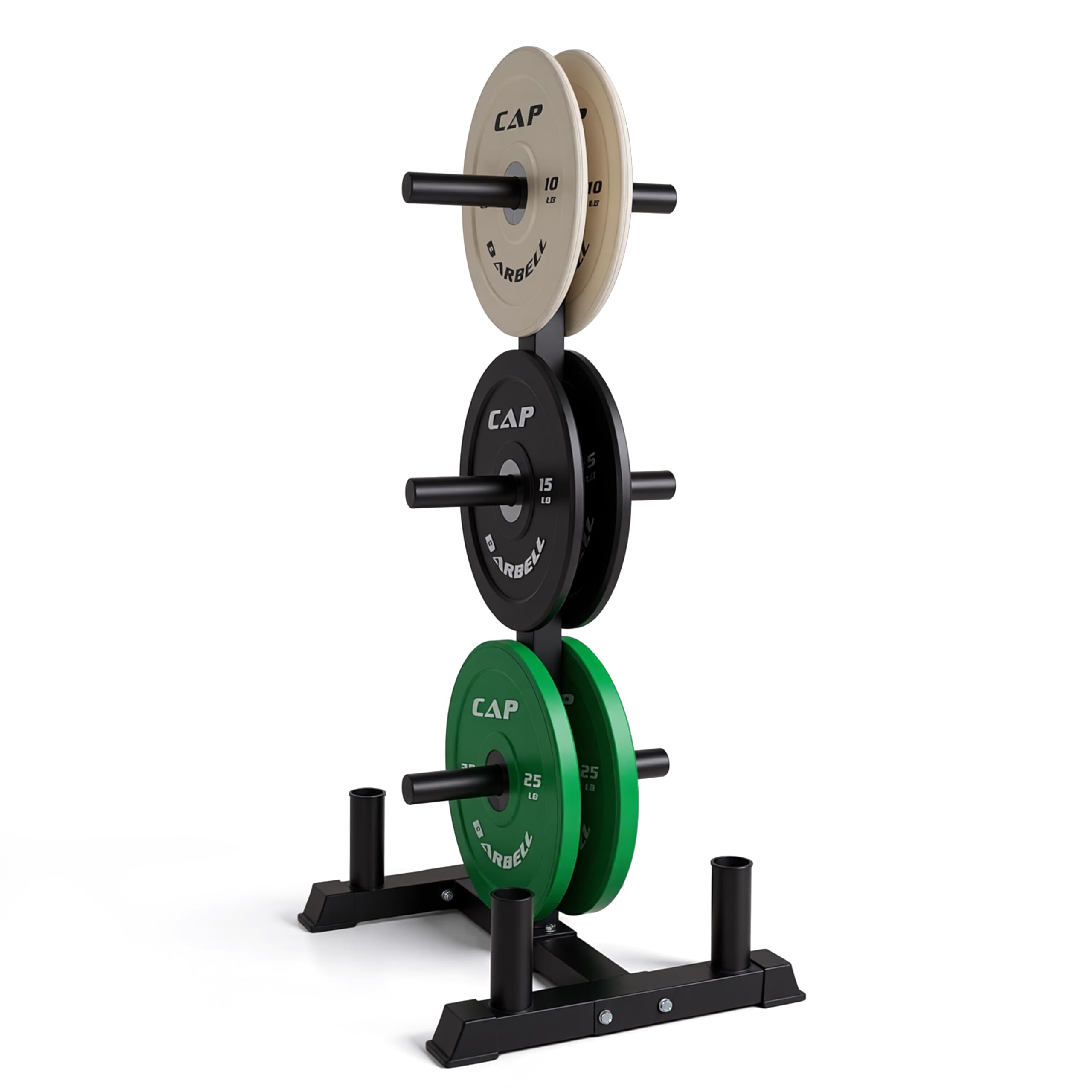 CAP Barbell 2-Inch Olympic Bumper Plate Weight Set with 6 Post Rack | 100-370 lbs | Multiple Options