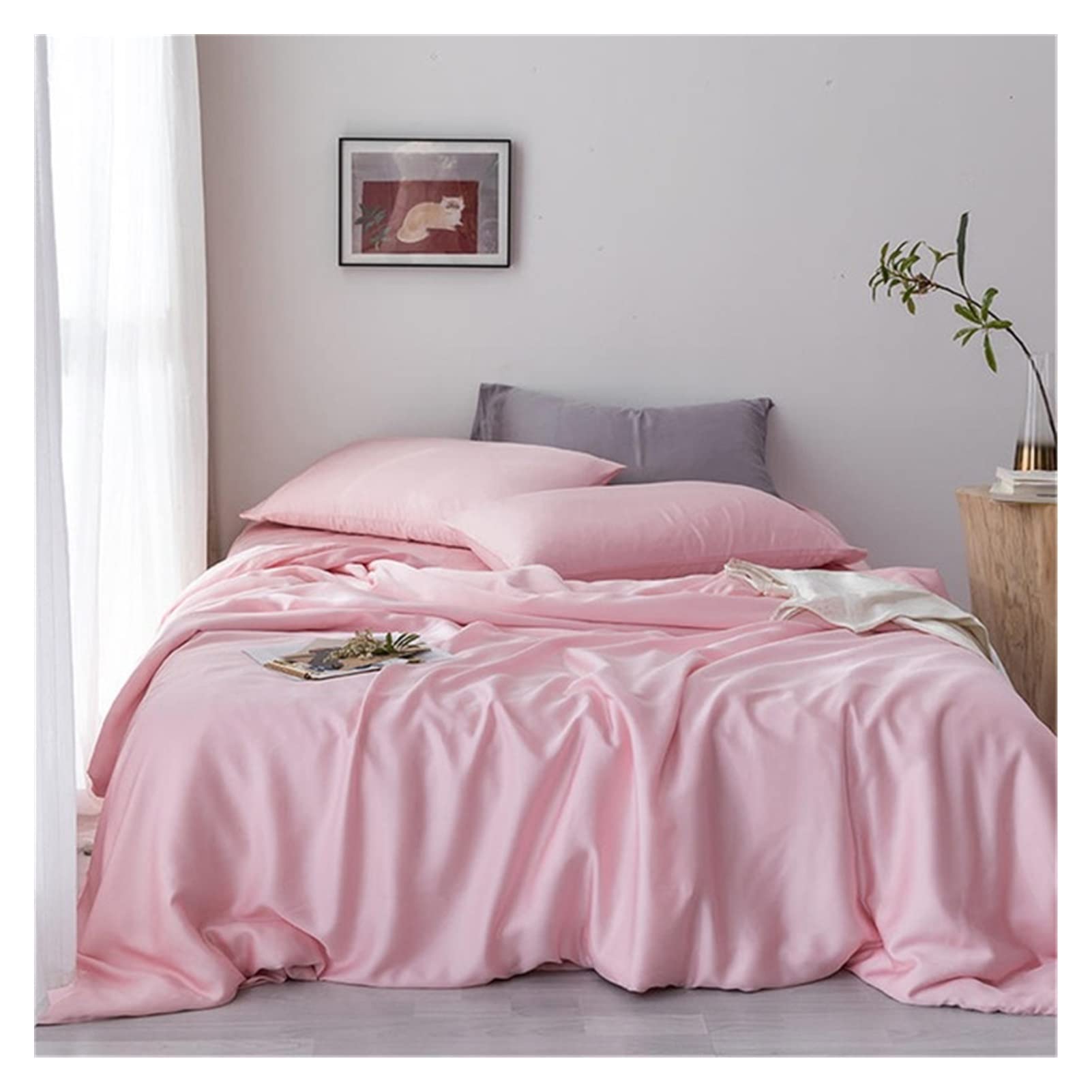 Sabanas 150 x 190 100% Seda Noble púrpura Juego de Ropa de Cama Seda Saludable Doble Reina Rey Cubierta de edredón Hoja Plana Funda de Almohada Cubierta de Acolchado Sabanas 150x200
