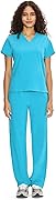 COZYFIT Scrubs for Women Set Medical Uniform - V-Neck Top & Straight Leg Pants with 9 Pockets, Unisex Workwear COZY SCRUBS