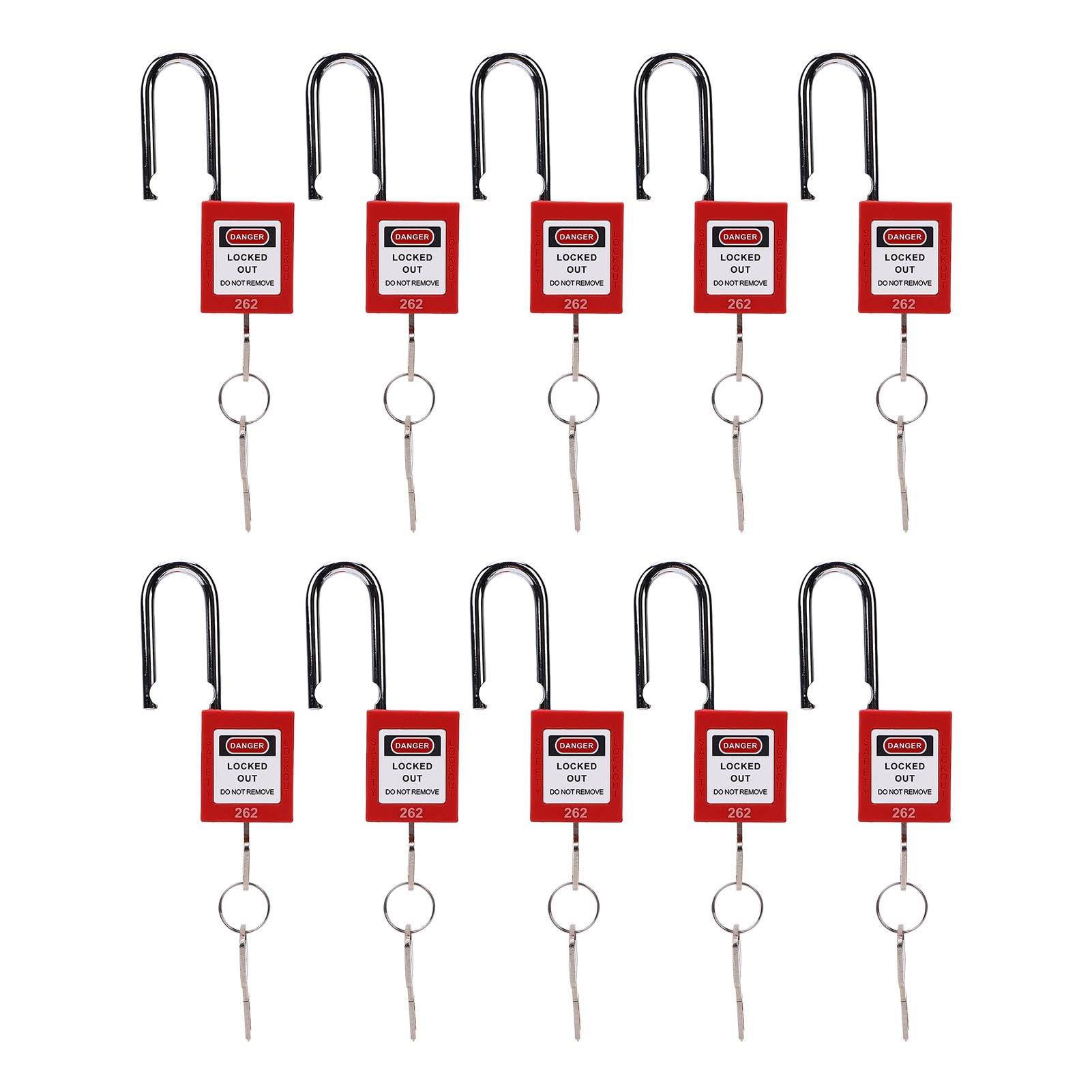 Candado rojo de seguridad con bloqueo y etiquetado con grillete emergente automático para protección de seguridad industrial
