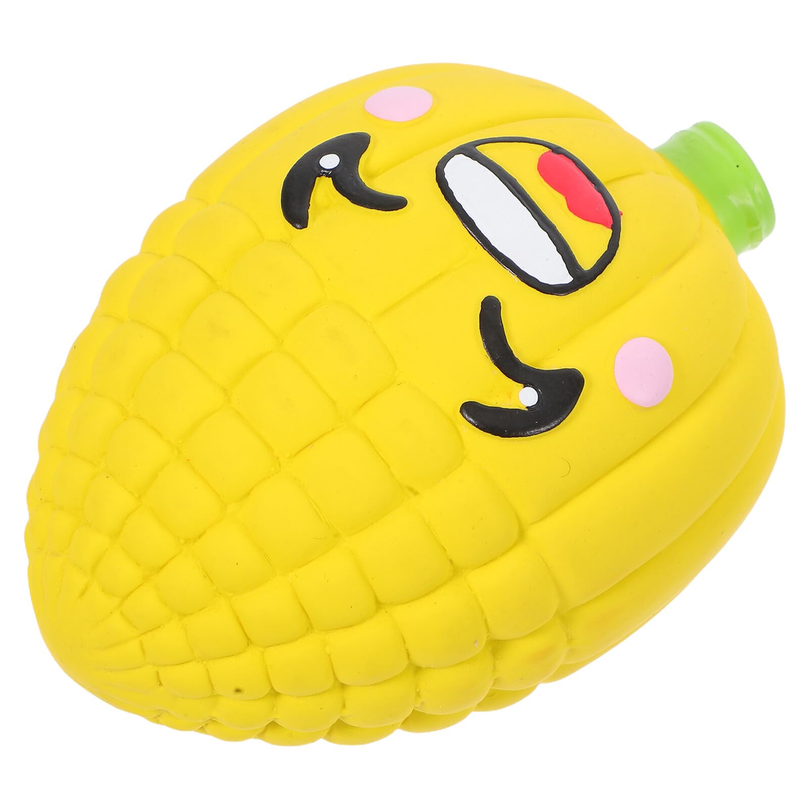 Lurrose Latex Squeaky Dog with Laughing Corn Face, Sturdy Rubber Chew for Puppies and Small Dogs, Interactive Pet for Teething and Aggressive Chewers