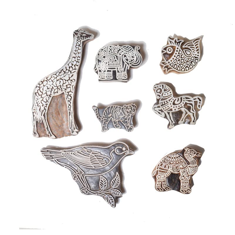Hashcart Baren for Block Printing Stamps/Wooden Stamping for Scrapbooking, Wall Painting - Set of 7