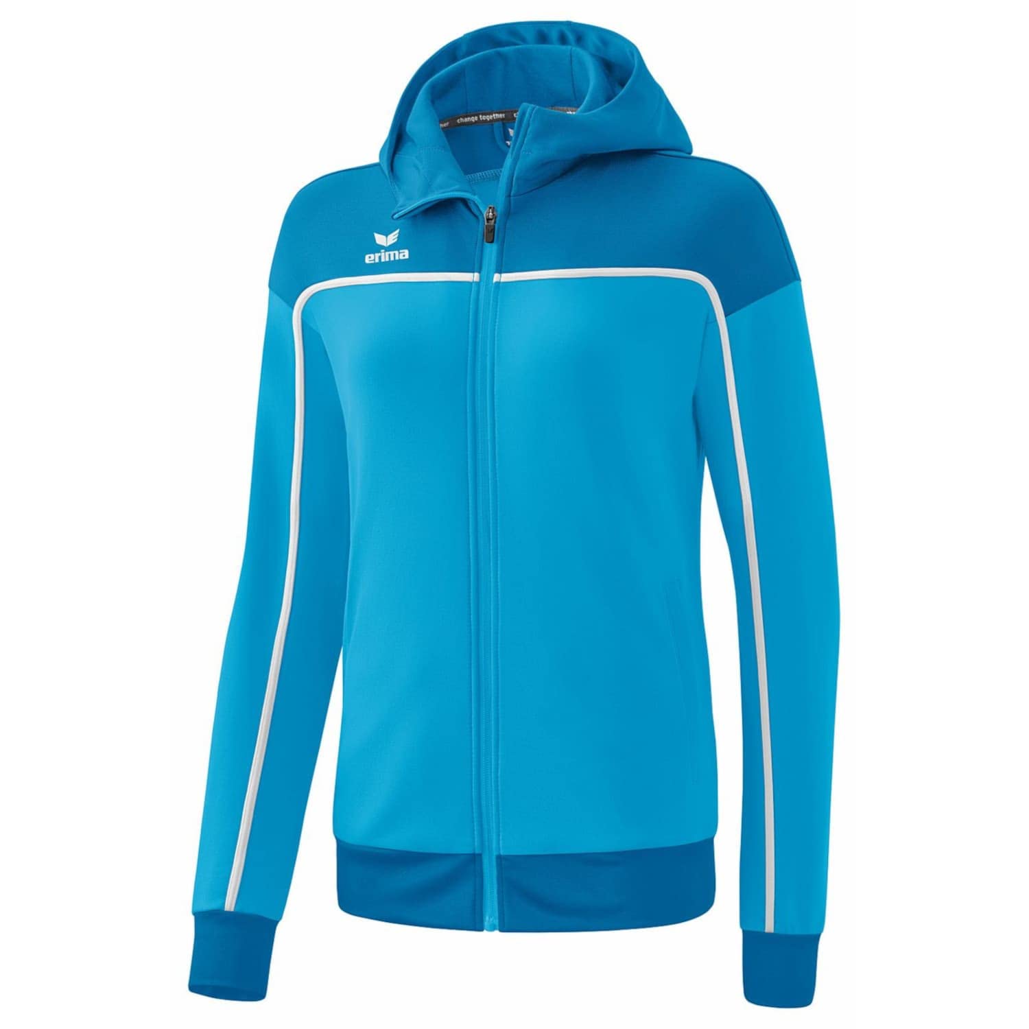 Erima Women's Change Training Jacket with Hood, Curacao/Mykonos/White, 42
