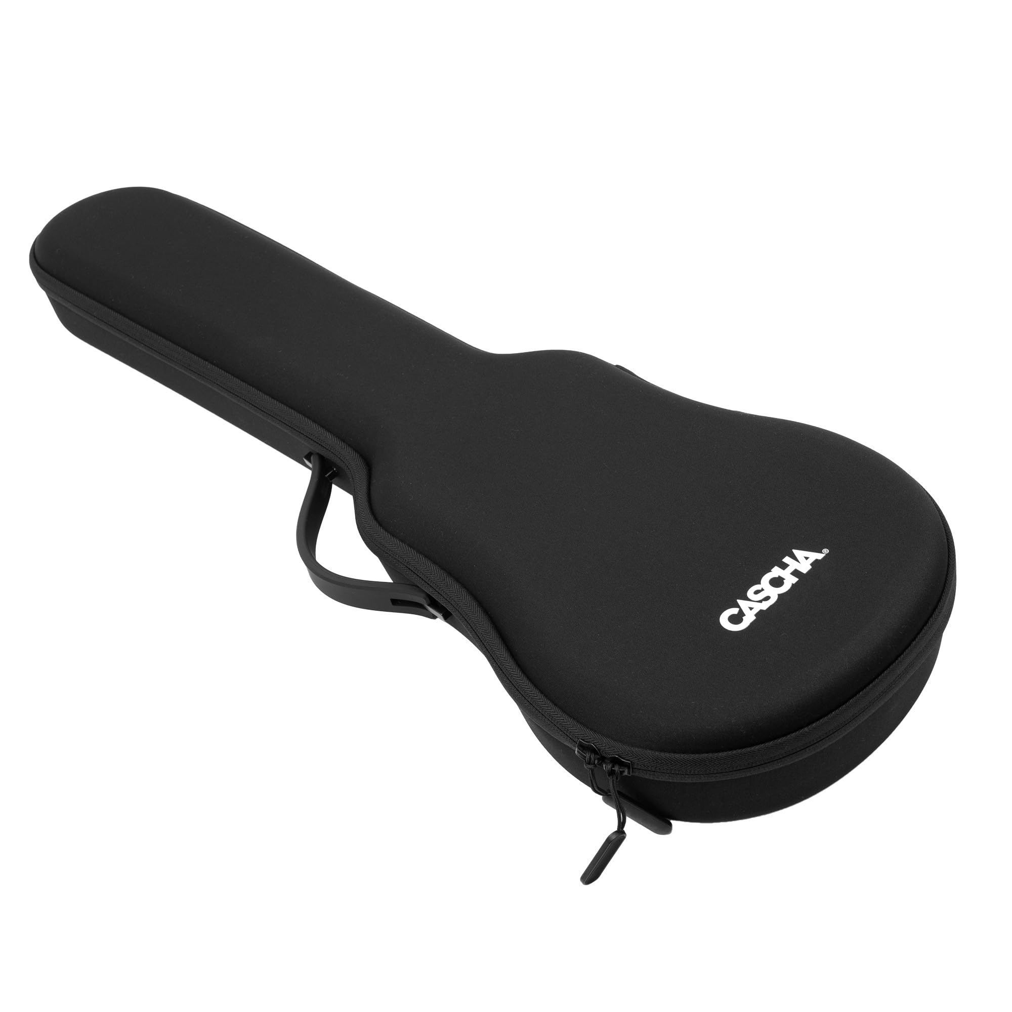CASCHA Konzert Ukulele Set aus Kohlefaser I Carbon Ukulele Starter Kit mit 3 Plektren Tasche Gurt I Ukulele Set Fluorcarbon Saiten I Kleine Hawaii Gitarre für Anfänger Fortgeschrittene I Schwarz