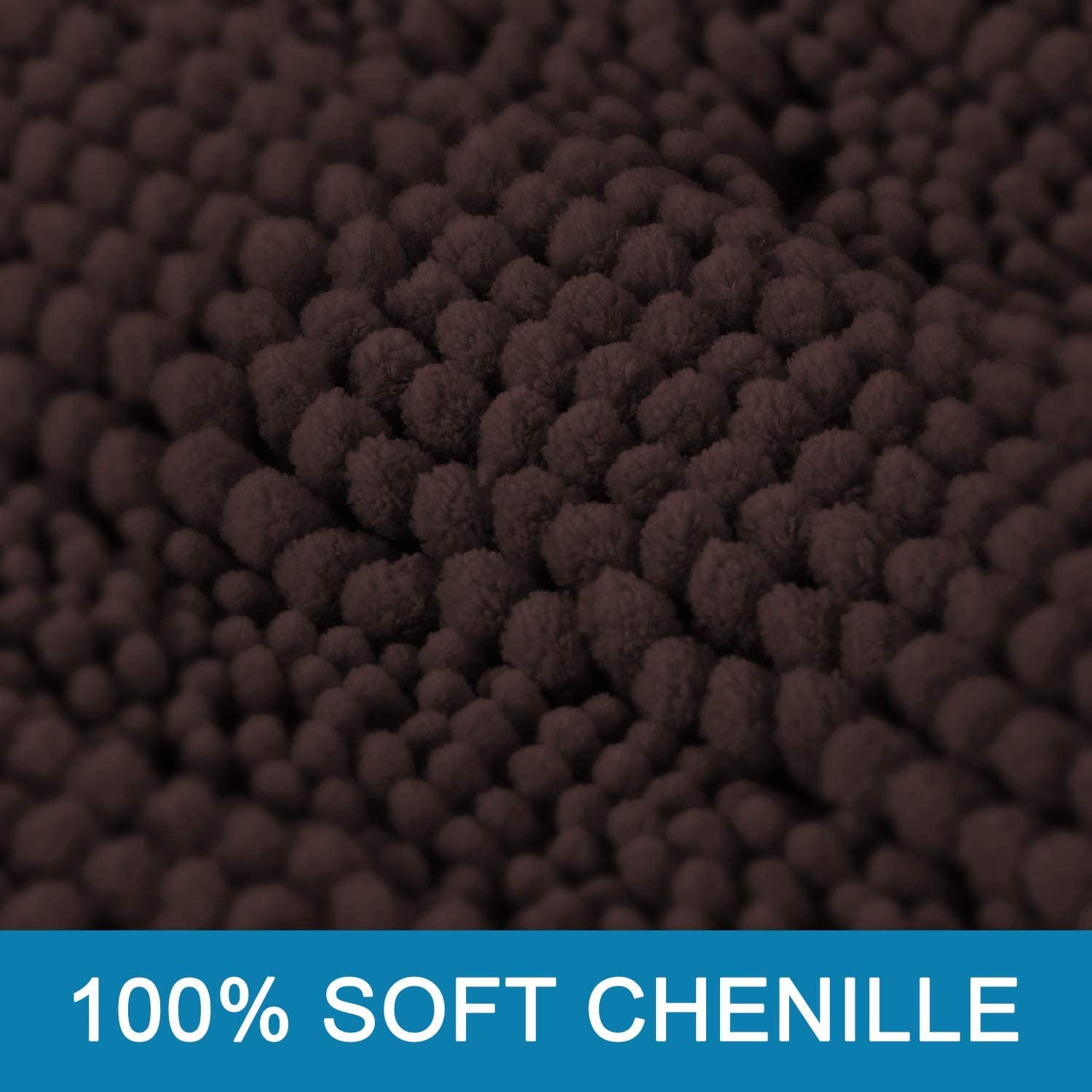 Tapis de bain antidérapant en chenille à poils longs doux pour chambre à coucher et salle de bain (chocolat, 120 x 43 cm)