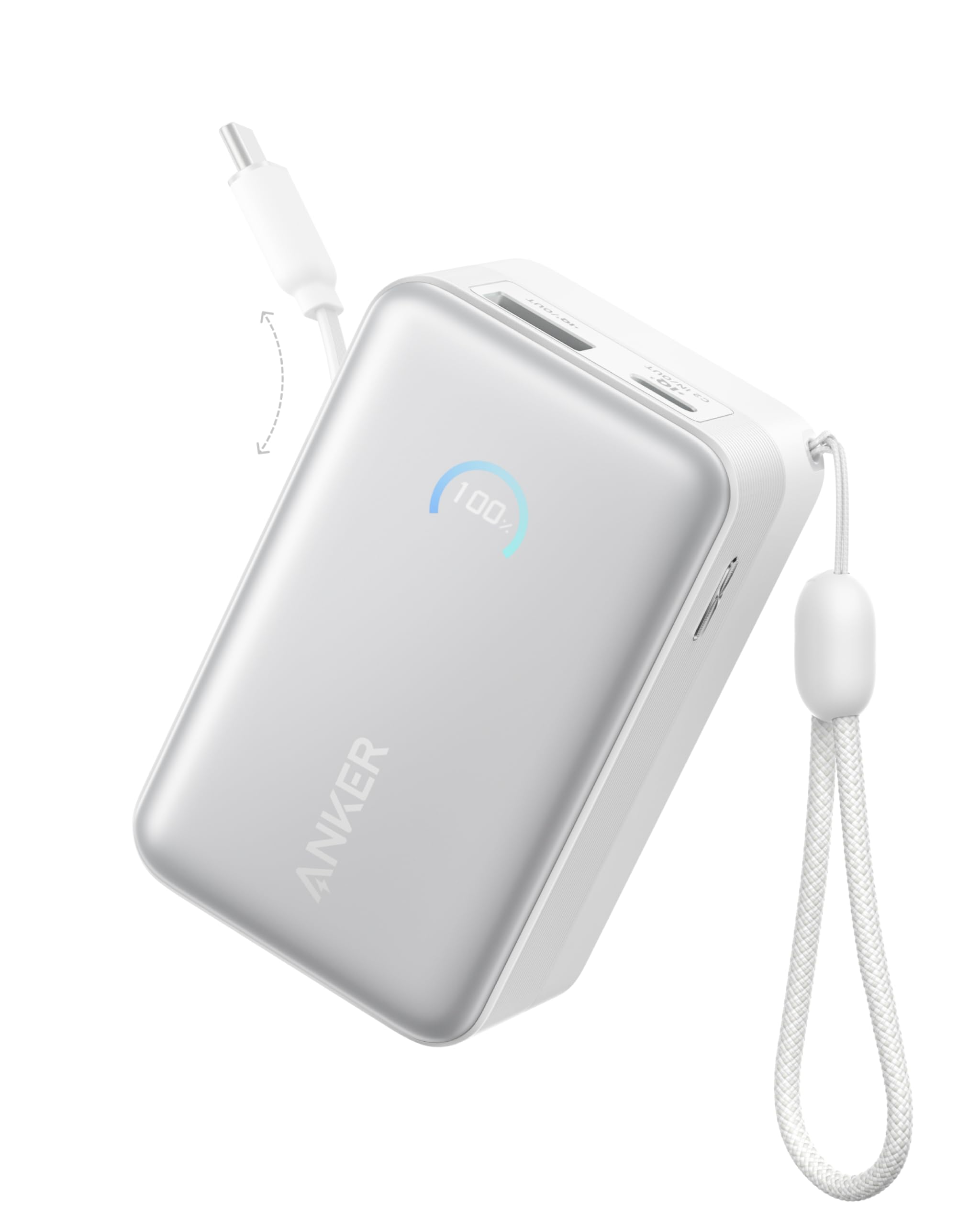Anker Nano Powerbank, 10.000mAh, 45W, InstaCord | 70cm intrekbare