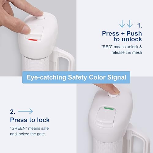 Miniatura 4 de probebi - Puertas retráctiles para bebés, para puertas, escaleras, se extiende hasta 54 pulgadas de ancho y 34 pulgadas de alto, puerta de malla