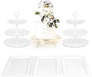 Amazon.com: NWK 6 Piece Cake Stand Dessert Stand 12inch Cake Plate Two ...
