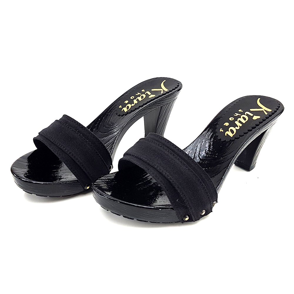 Kiara Shoes Zoccolo Nero con Tacco 8 cm - K5501 Nero