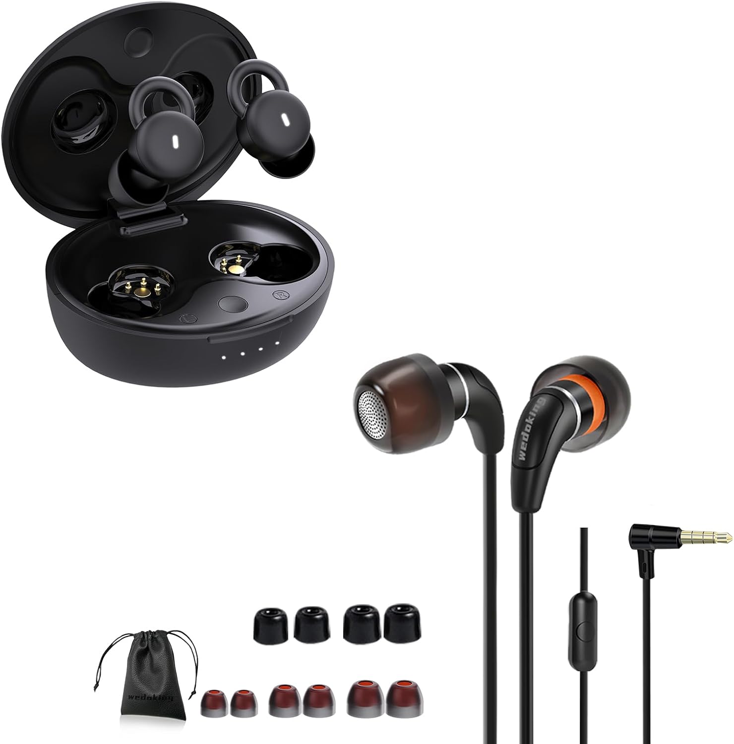 Sleep Earbuds for Side Sleepers, Earphones Comfortable Fit, 3 Sizes of Ear Tips Snore Blocking Sleeping Headphones