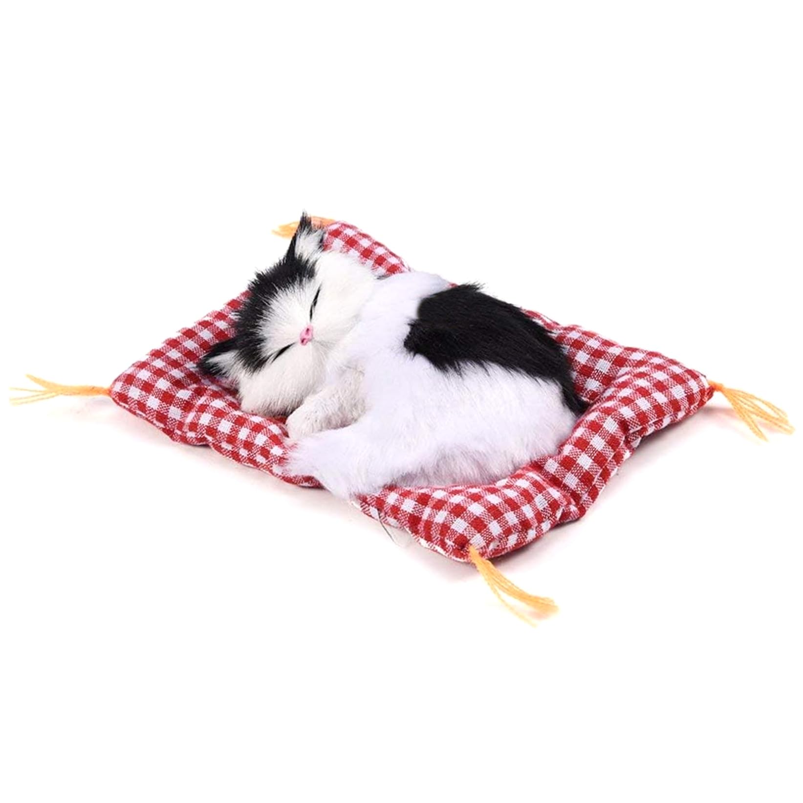 Sleeping Cat Toy Simulation Lovely Make Sounds Doll Cute Plush Sleeping Cat Toy on Mat Stuffed Decorations Great Gift for Kids Plush Small Animal Toys
