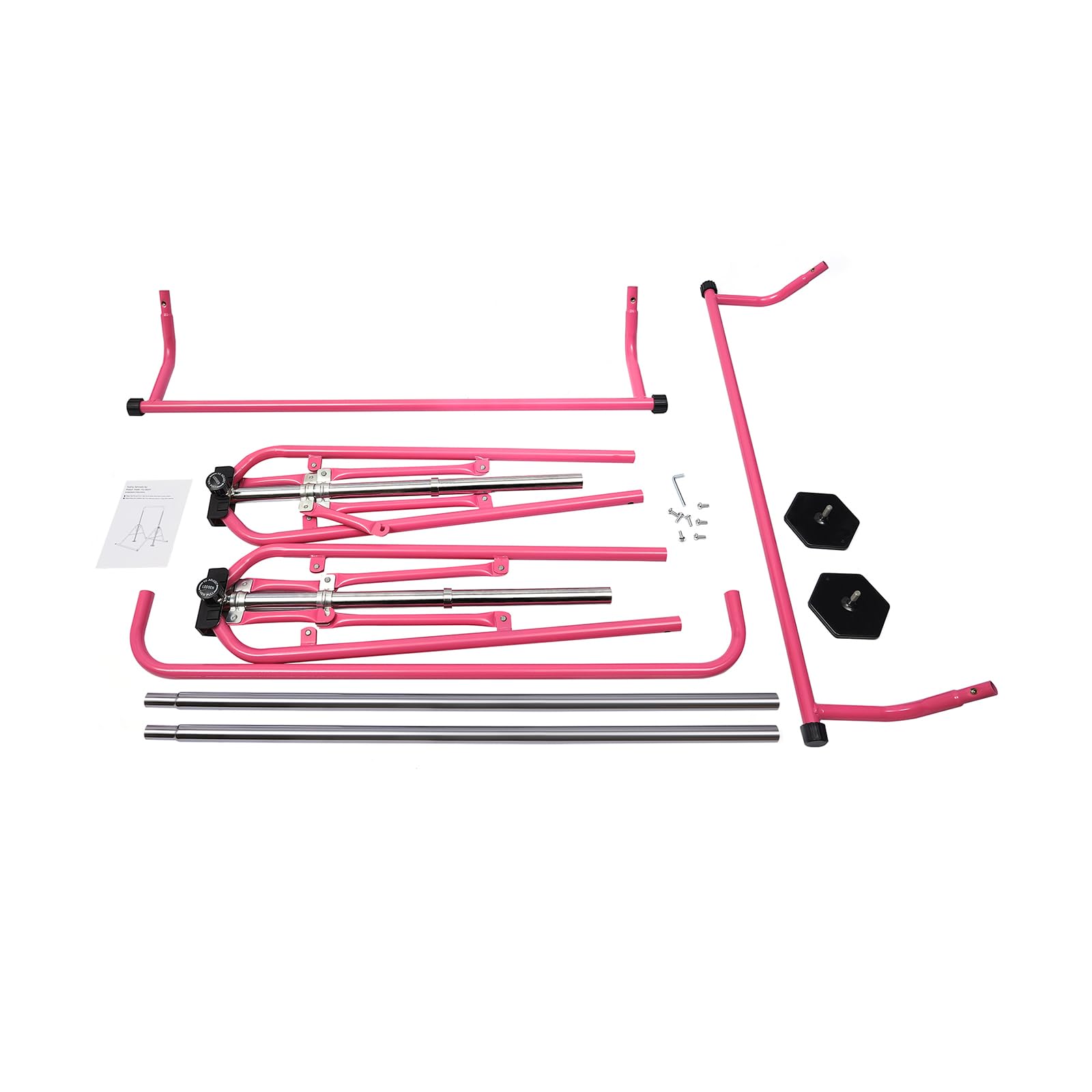 Barra plegable para gimnasia para niños, barra horizontal, 115-155 cm, barras de gimnasia ajustables, plegable, barra de gimnasia, hasta 100 kg, color rosa