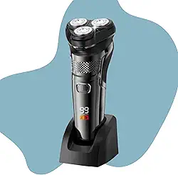 Barbeador Elétrico Profissional BM-C053 – 3 Lâminas Rotativas Duplas, Display LCD, Resistente à Água e 90min de Autonomia