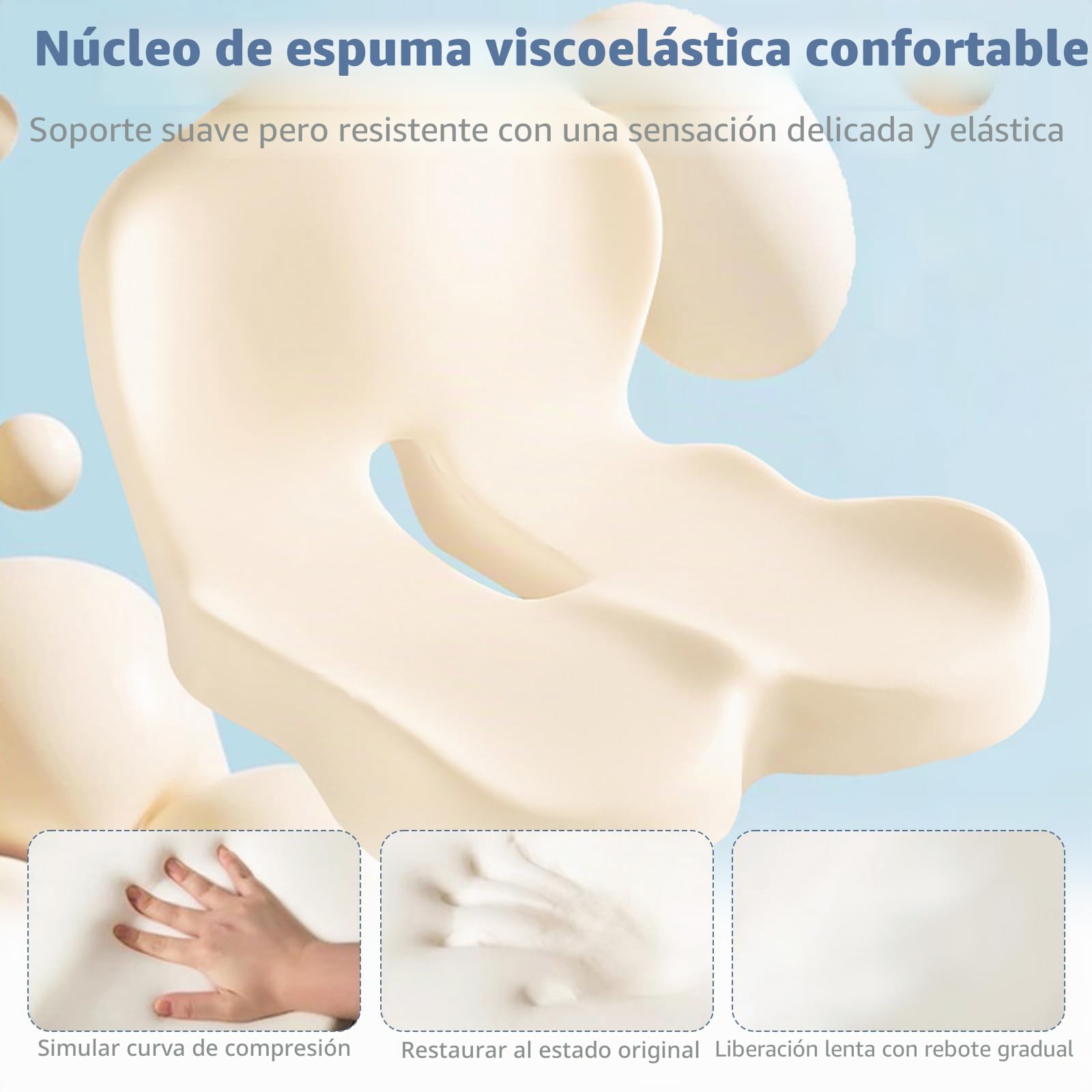 Yolispa Cojín de Respaldo y Asiento, Cojín Ergonómico para Silla de Oficina, Cojín de Asiento Ortopédico con Soporte Lumbar, Espuma Viscoelástica, Alivio del Coxis