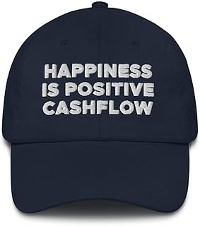 Hogue WS LLC Happiness is Positive Cashflow Hat (Embroidered Dad Cap) Icahn Quote Navy