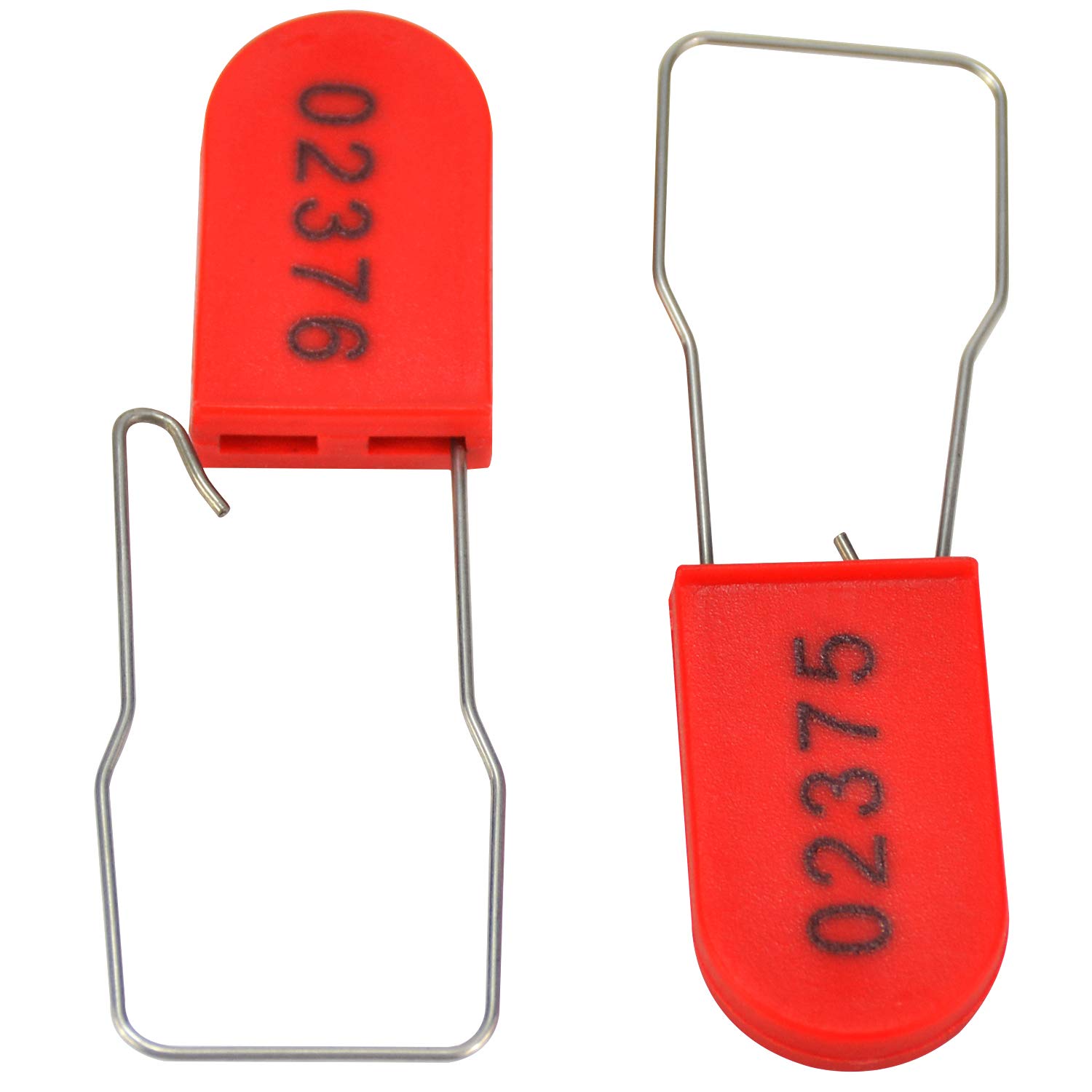 Red 100Pcs Plastic Padlock Security Seals Numbe Metal Wire Padlock Seals Disposable Tamper-Evident Lock Tags For Door, Access Cabinets, Utility Meters Seal