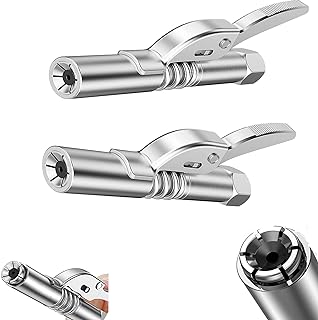 CAVLA 2 Pack Grease Gun Coupler, High Pressure Grease Nipple Quick Lock-on and Release Grease Gun Tips Heavy Duty 1/8" NPT 12,000 PSI, Grease Nipple Nipple Compatible with All Grease Gun Fittings