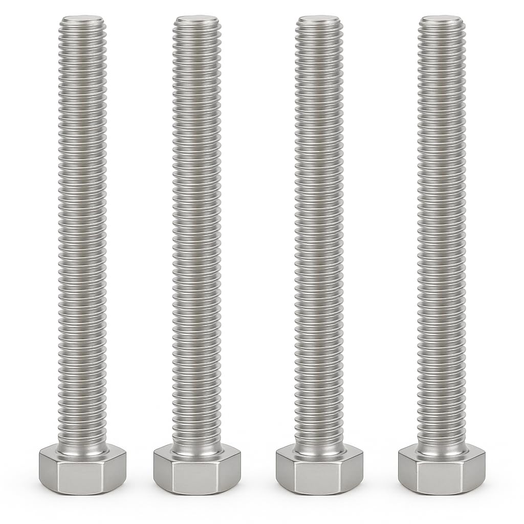 M8 Bolts, M8 x 130mm Hex Head Cap Screws (4pk) - A2 Stainless Steel, Fully Threaded Hex Head Cap Screws For Construction, Automotive, Machinery (4pk)