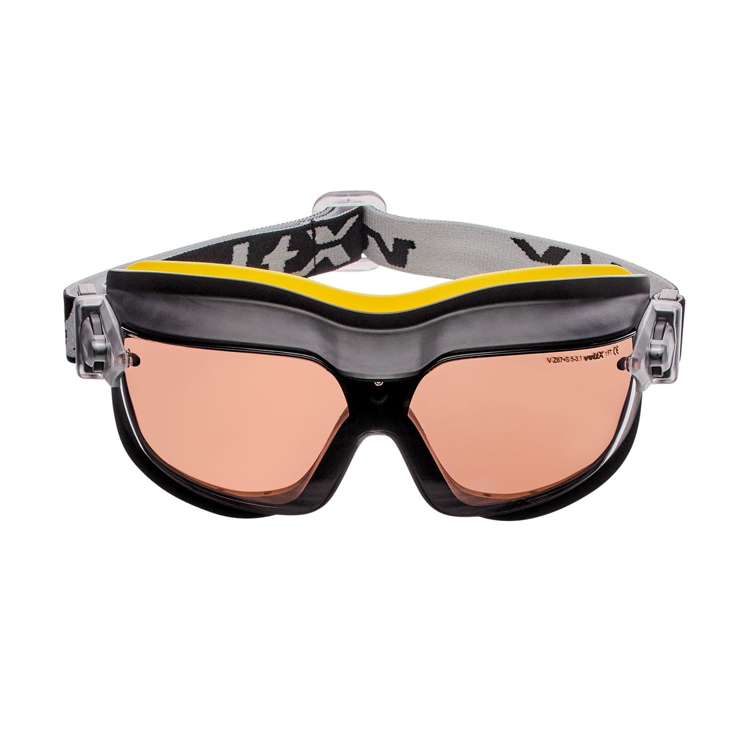 voltX GT DEFENDER Compact Ventilated Safety Goggles Brown, CE EN166FT Certified, Anti fog coated. Includes Microfibre carry bag