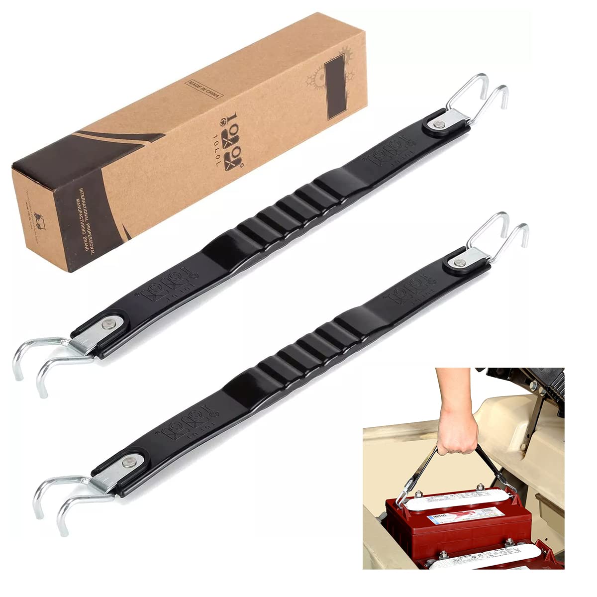 10L0L Golf Cart 2Pcs Batteria Cinghia di sollevamento, cinturino universale per batteria a celle profonde, Club Car, EZGO e Yamaha-solo per batterie Yutte Golf Cart