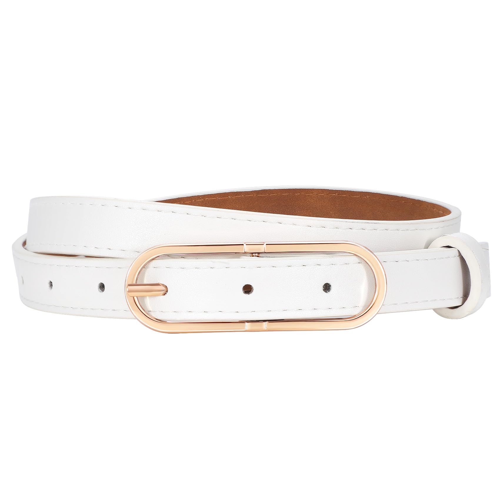 VONMELLI Women Skinny Belt Thin Leather Belt with Metal Buckle for Pants Jeans Casual Wear