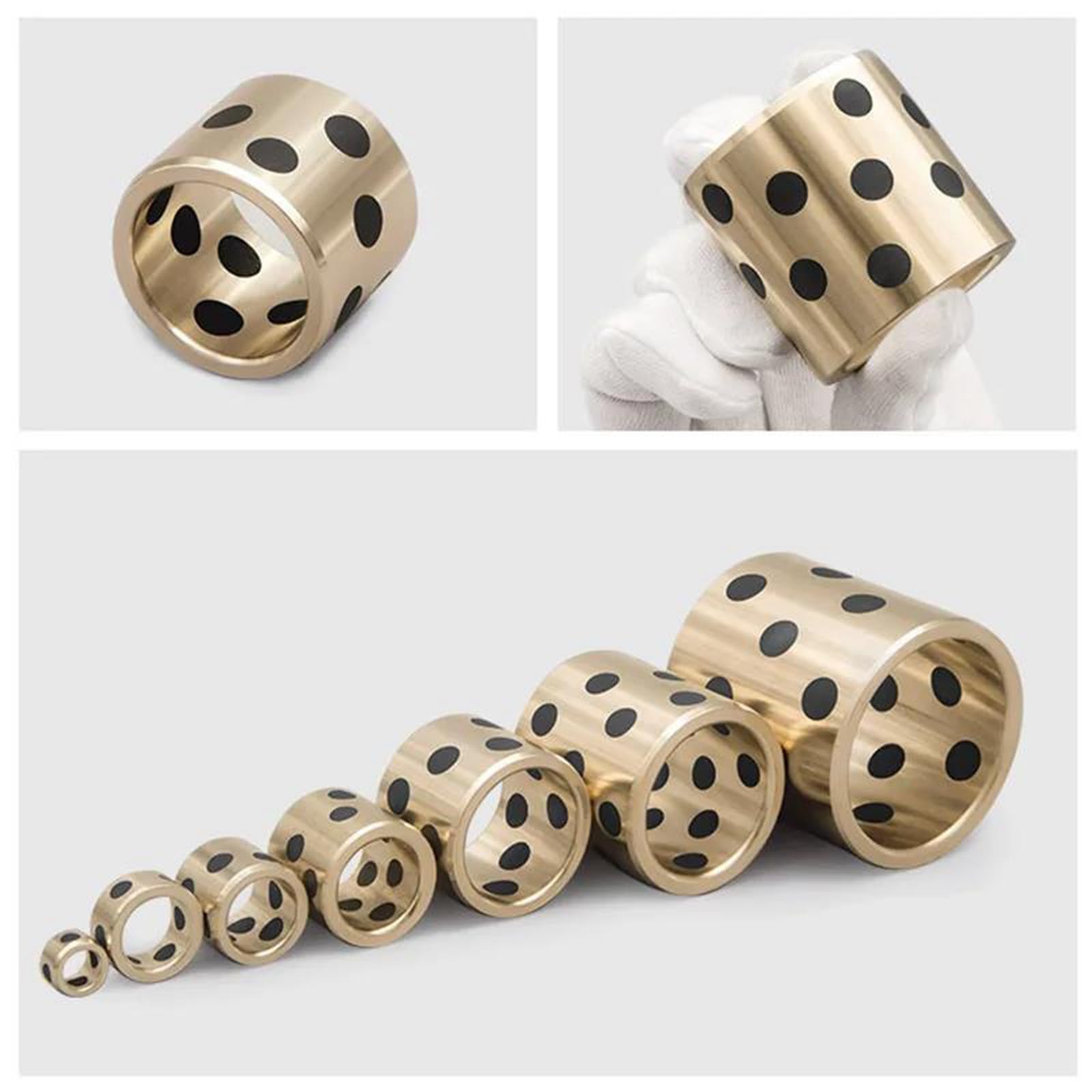 2 Stück Graphit-Kupfer-Hülse Innendurchmesser 12–15 mm Messing-Lagerbuchse Öl selbstschmierendes Lager,12x18x10mm