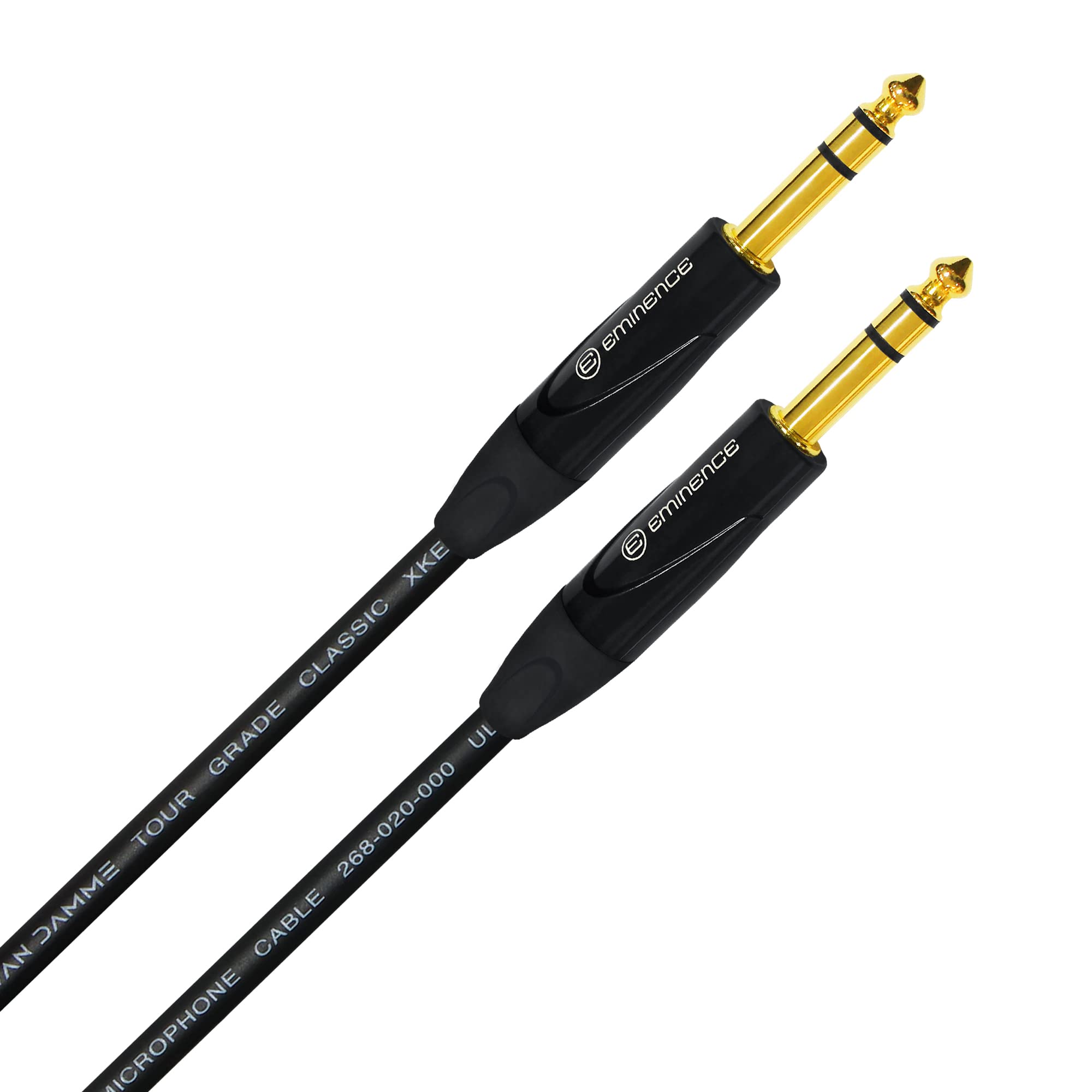 2 unidades - 3 metros - Micrófono Van Damme Tour Grade Classic XKE - Cable de conexión TRS equilibrado OFC chapado en plata premium con conectores estéreo Eminence E502 6,35 mm oro TRS