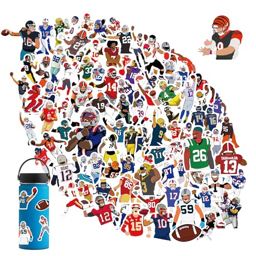 Football Stickers Water Bottle Computer Laptop Vinyl Pack Gift Waterproof Stickers for Kids Boys Girls Teens Laptop