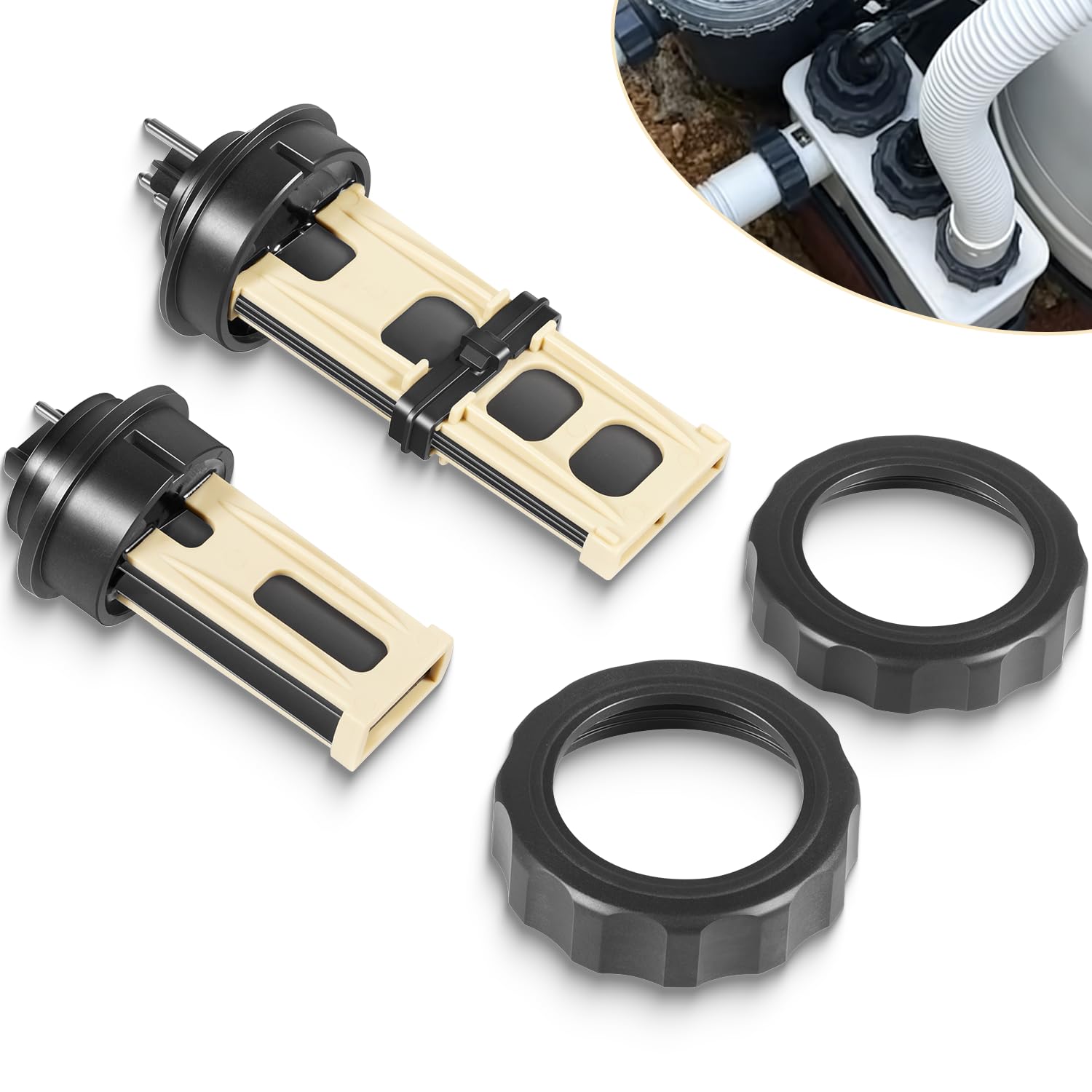 Photo 1 of 13043 Titanium Electrode & 12875 ECO Electrodes Replacement Parts Kit Fit For Intex Krystal Clear Sand Filter Pump & Saltwater Pool Chlorine System ECO20110-2, 26377EH, 26679EG for Pools Up to 15K Gal