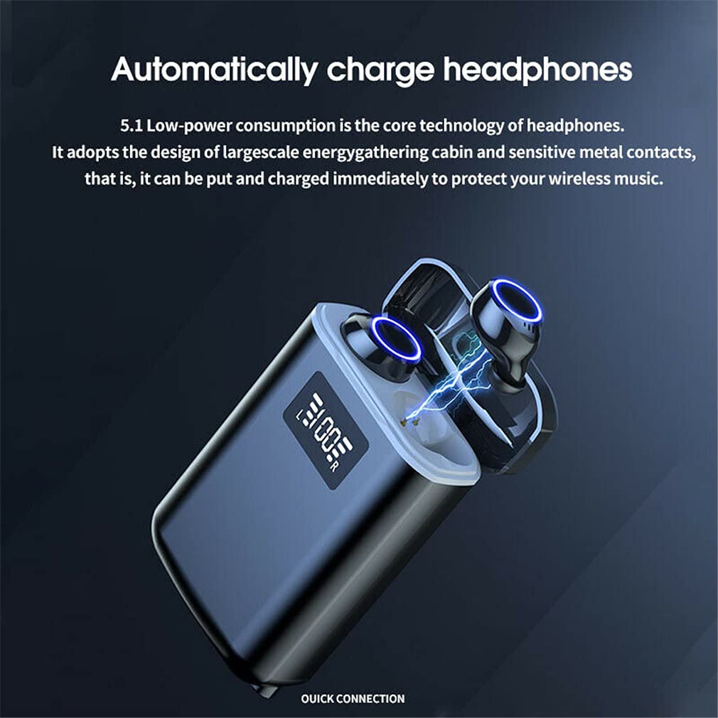 True Wireless Earbuds, Bluetooth 5.1 Auriculares Inalámbricos En La Oreja 3D Stereo Deep Bass IPX7 Auriculares Impermeables con Control Táctil para Deportes, con Estuche De Carga De 4000Mah