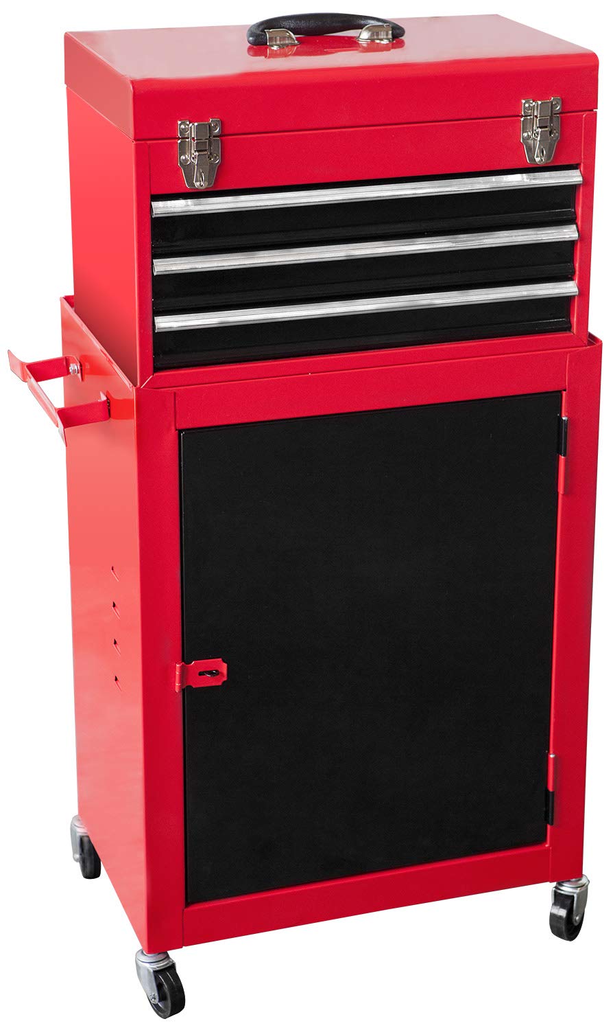 ROAD DAWG ATBD134D-RB Torin Rolling Garage Workshop Tool Organizer: Detachable 3 Drawer Tool Chest with Large Storage Cabinet and Adjustable Shelf, Red/Black