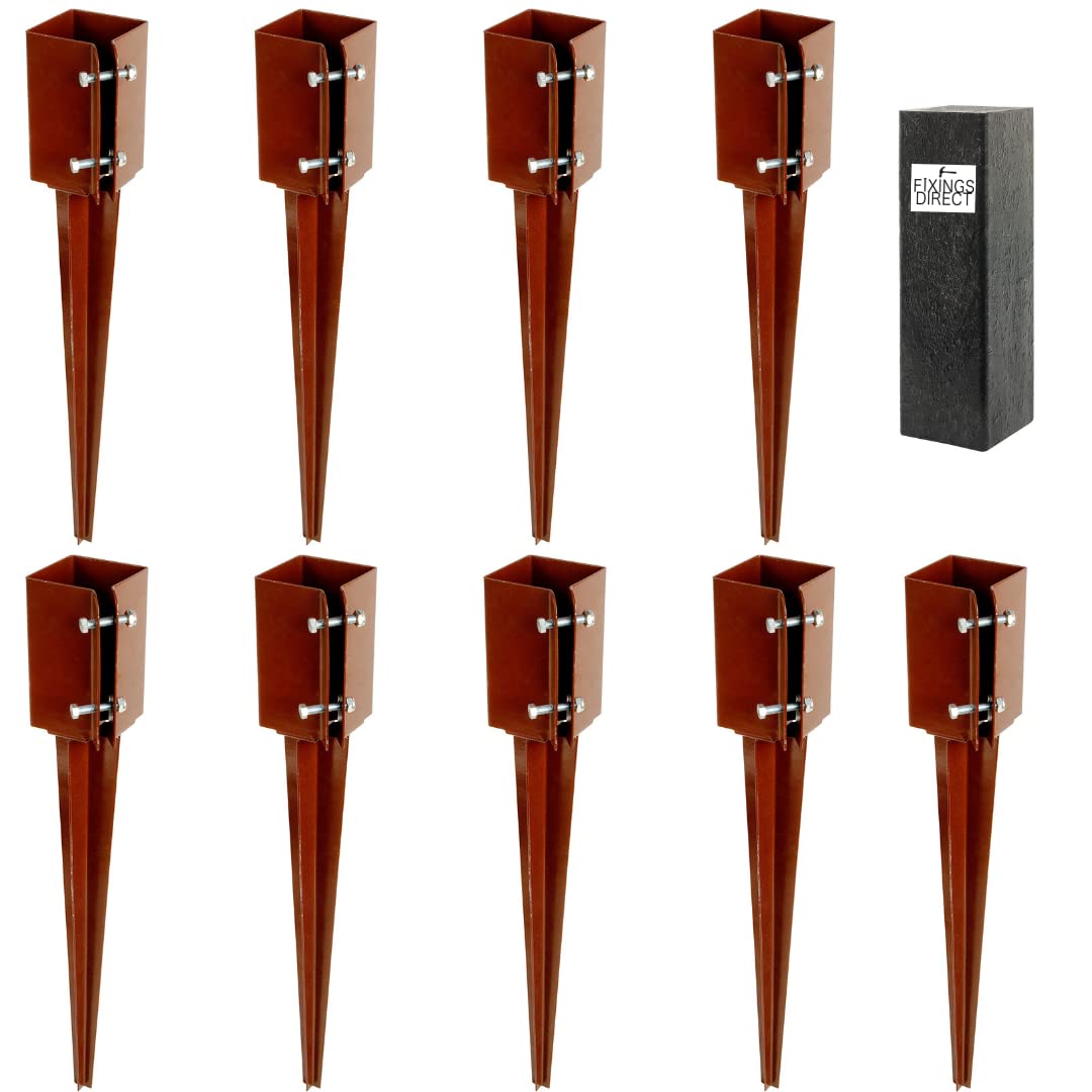 [FIXINGS DIRECT®] 75mm (3") Industrial Fence Post Spike Support 600mm Long Drive Down Post Spike (Includes Driving Tool) (9)