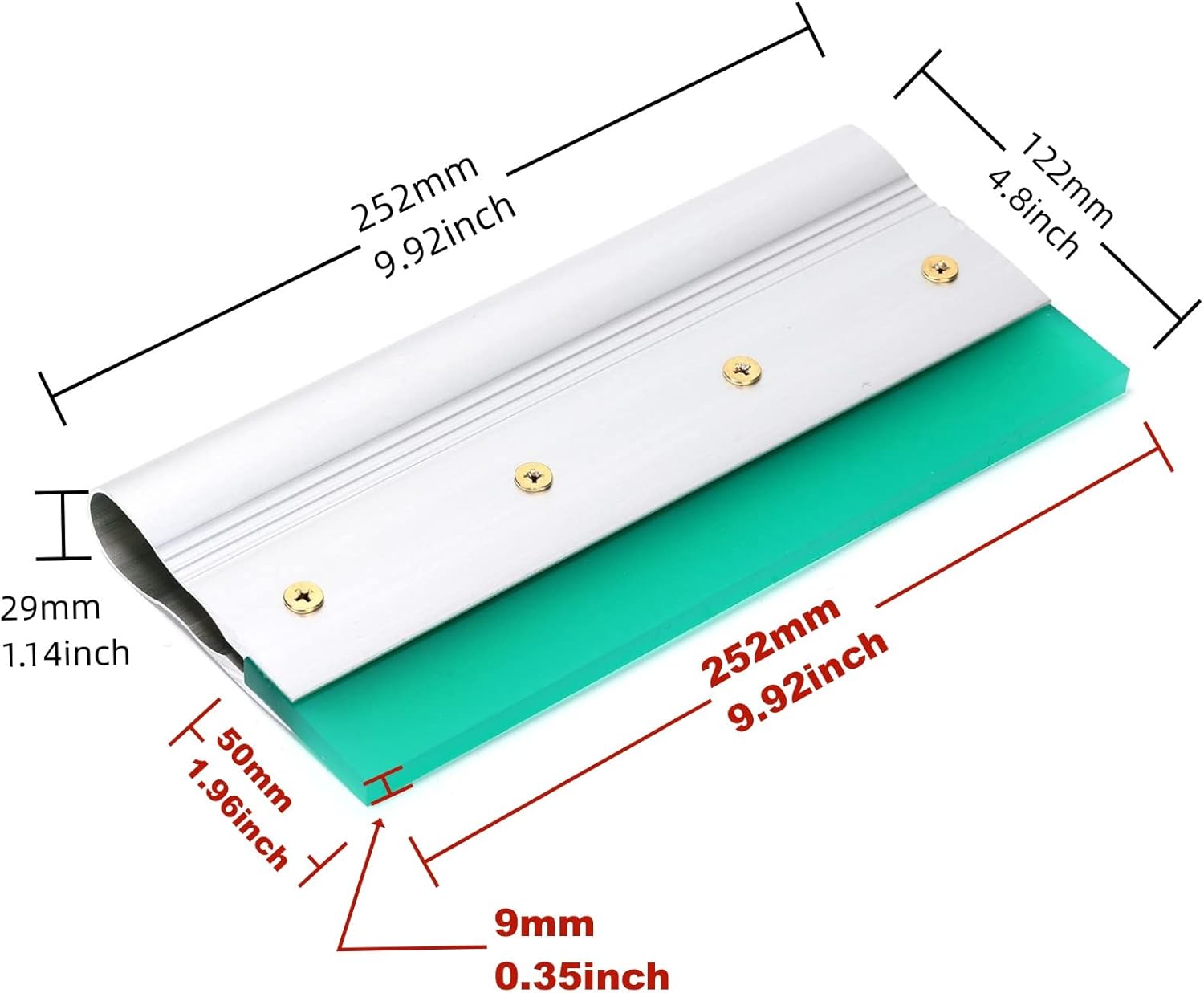 10 Inch Screen Printing Ink Squeegee with Aluminum Handle, 75 Durometer, Flat Squeegee for DIY Hand Printing, Flat Patterns