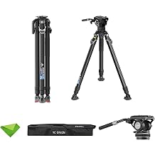 YC Onion PINETA Peak Carbon Fiber Tripod with Coconut 75mm Bowl Head+FH75S Fluid Head, 35kg/77lbs Payload with Bowl Head, Adjustable Legs, One Step Release Travel Camera Tripod for Mirrorless, DSLR