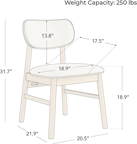 Miniatura 2 de CHITA Juego de 2 sillas de comedor tapizadas, modernas sillas de cocina y comedor de mediados de siglo, marco de madera de goma en roble, tela de