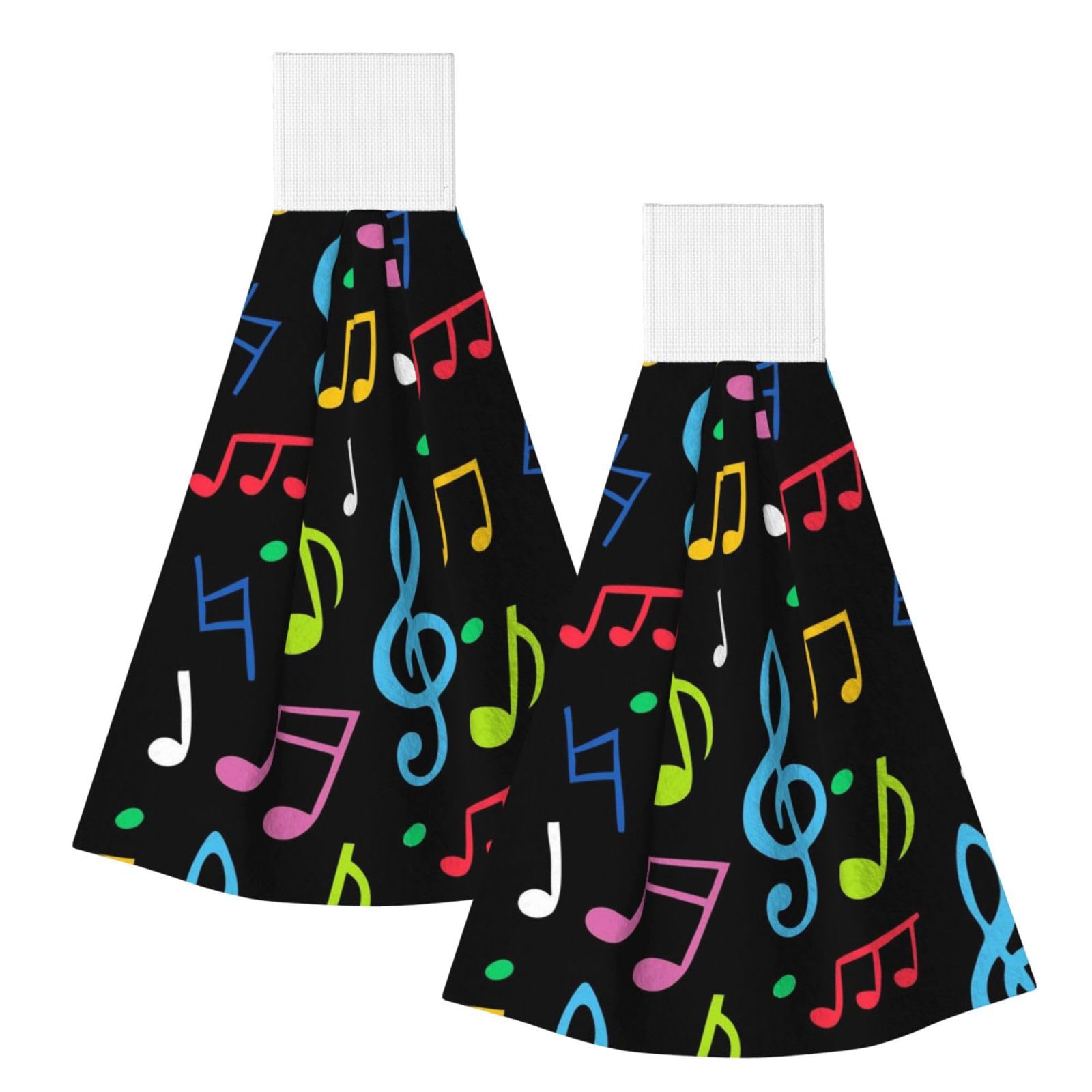 DOPKLNA Music, 2 Pcs Hanging Coral Fiber Hand Towels for Bathroom, Absorbent Kitchen Towels