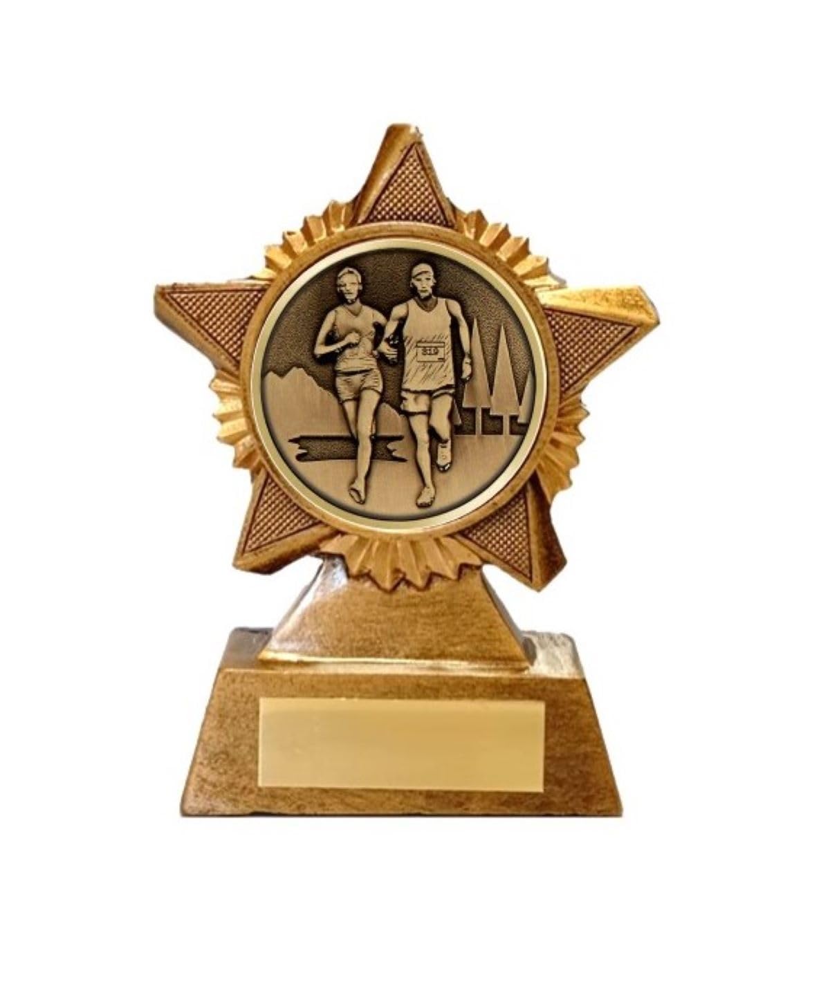 Troshow Antique Gold Cross Country Running Trophy Award Premier Star 120Mm Cross Country Running Heavy Resin Free Engraving -Troshow1-Gw-B