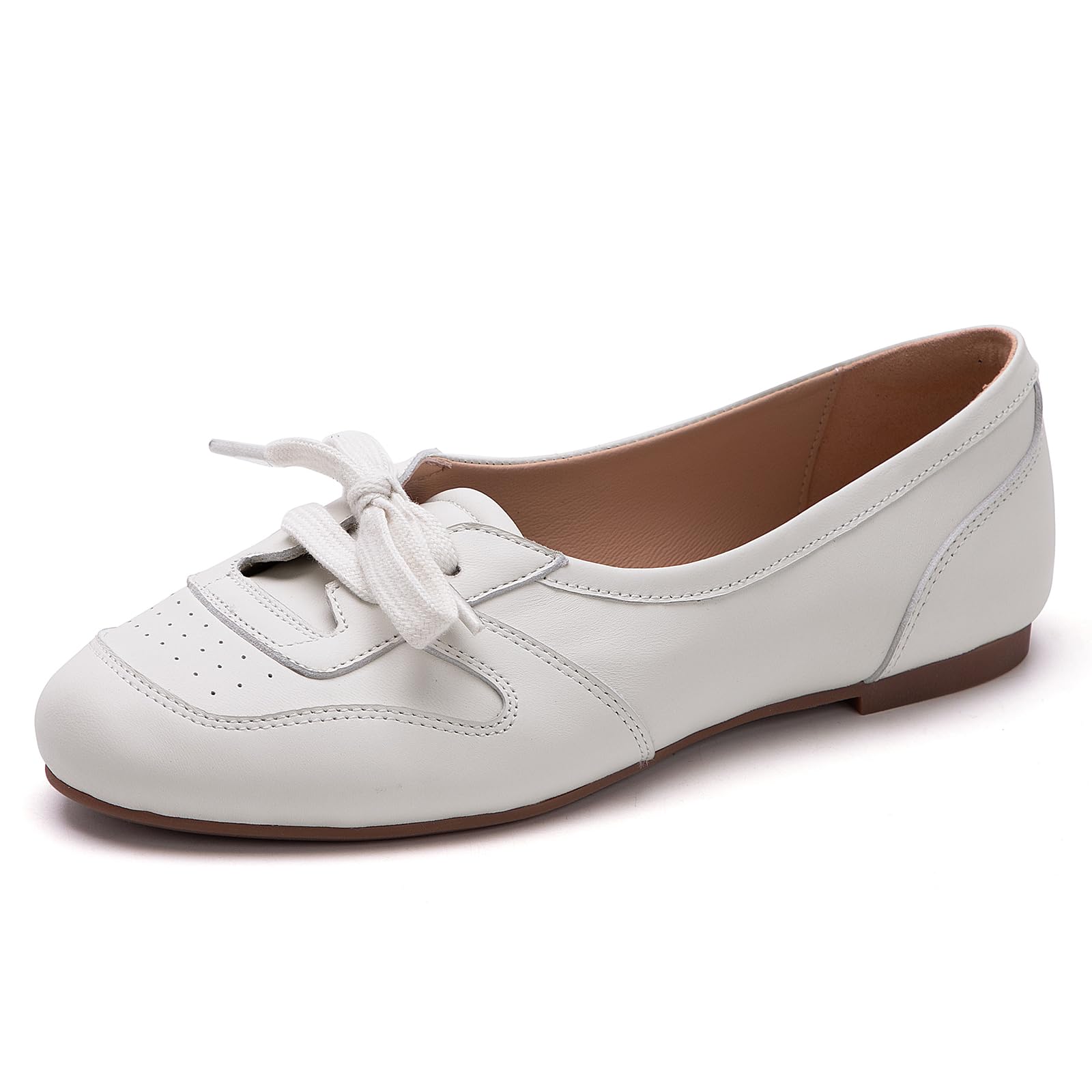 Brogues Planos Mujer Piel Perforada Cordones Zapatos