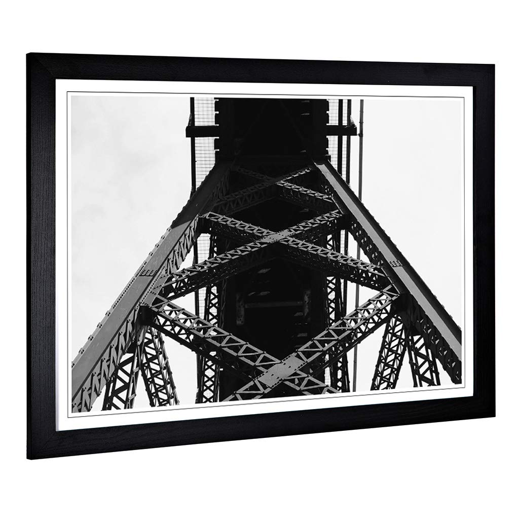 Big Box Art Framed Print Bridge Architecture Design | Wall Art Picture | Home Decor for Kitchen, Living Room, Bedroom, Hallway, Black, A2 / 24.5x18 Inch / 62x45cm