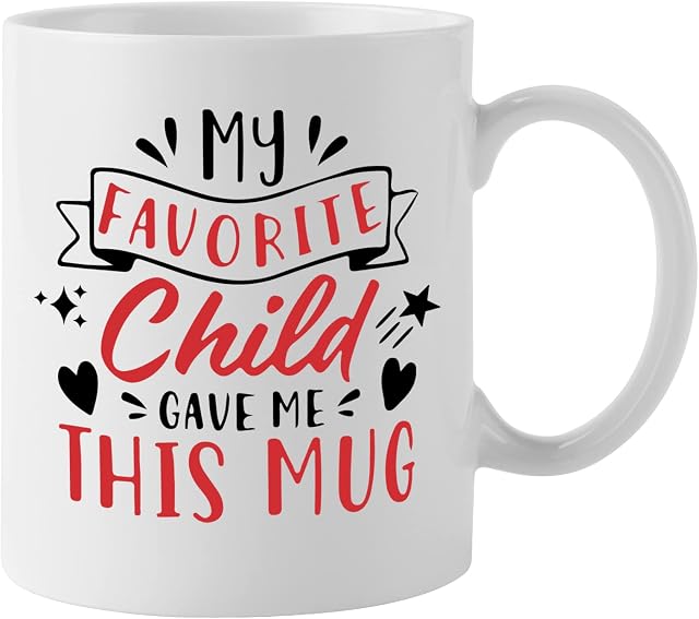 Welsky Gifts for Mum Dad Mug - My Favorite Child Gave Me This Mug - 330ml Ceramic Coffee Mug Daddy Mummy Presents , Mothers Fathers Day Birthday Christmas Gifts for Mum Dad from Daughter Son