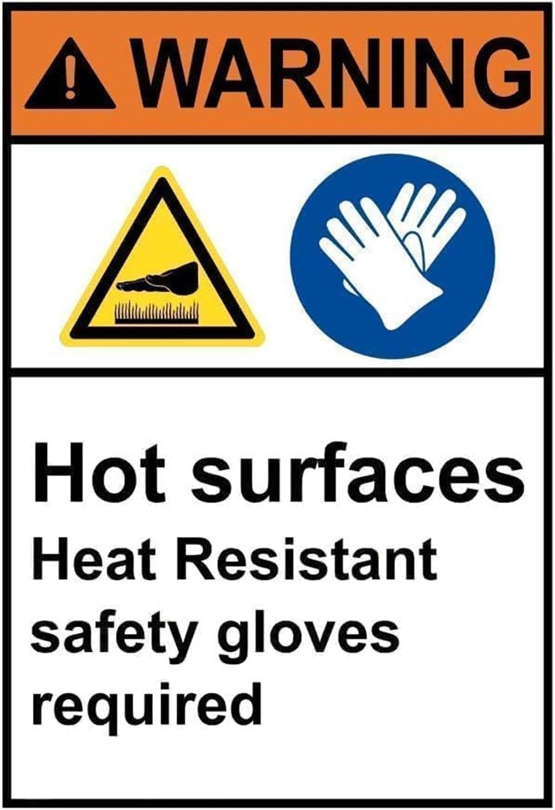 PKNVKZIDK Surfaces Warning Metal Sign PPE Required Zone Heat Resistant Gloves Required Rustproof Aluminum for Factory 8 X 12 in