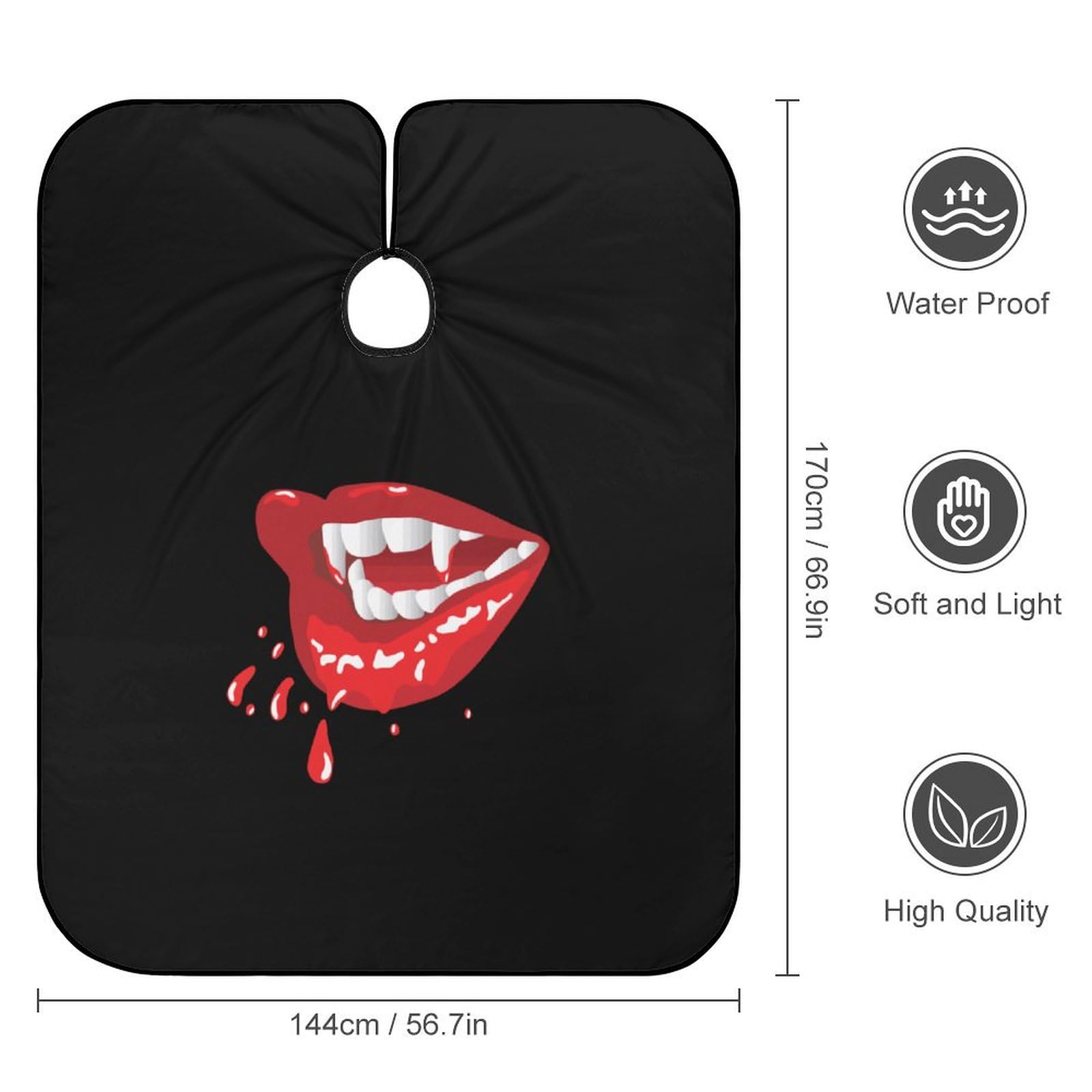 Vampire Lips Hair Cutting Cape for Men Women Waterproof Barber Cape Adjustable Salon Haircut Capes