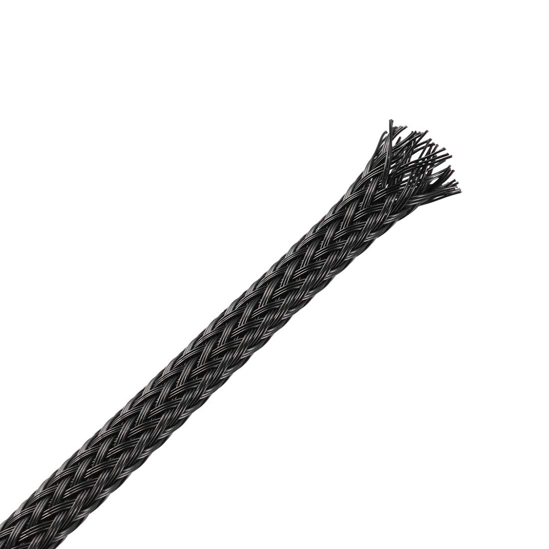 uxcell PET Cord Protector, 6.5Ft-4mm Wire Loom Cable Sleeve for OD 3-5mm Line Black