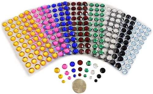 Miniatura 2 de KraftGenius Allstarco Diamantes de imitación acrílicos autoadhesivos de rubí rojo SS50 de 0.472 in, gemas faciales de plástico para pegar en el