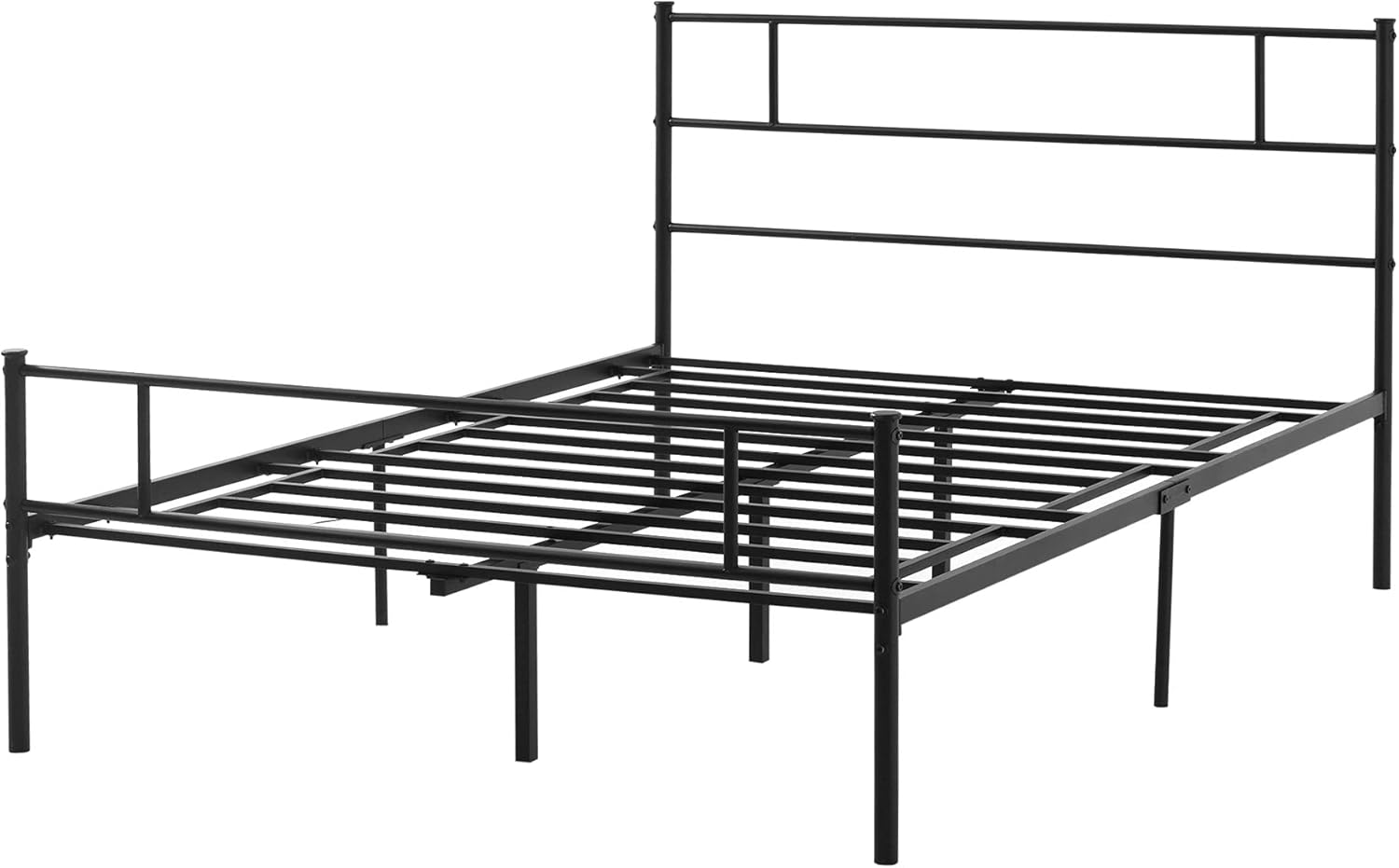 Double Metal Bed Frame Solid Bedstead Base with Headboard and