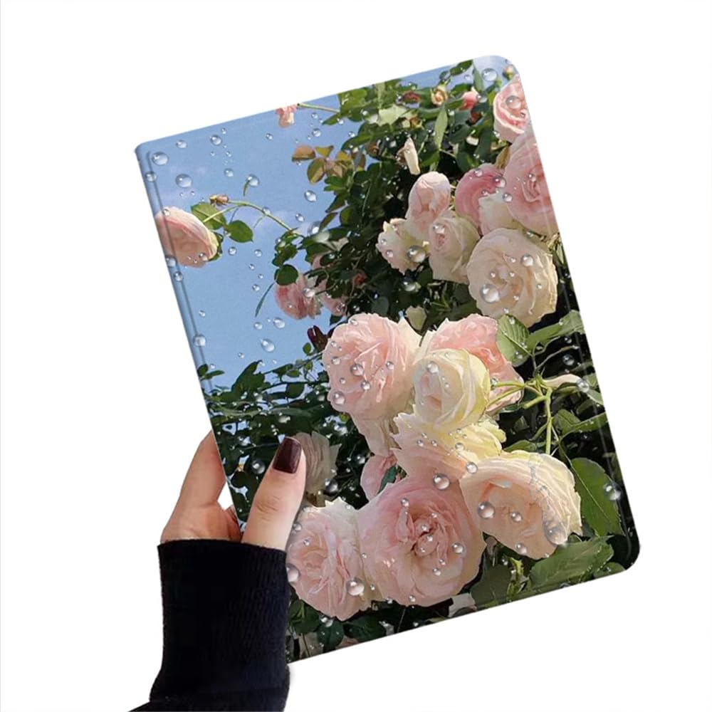 kaidisen Flower Case Compatible with iPad 9.7 inch 6th 5th Generation iPad Air/Air 2 Case Flower Pattern Floral Illustration Cover with Pencil Holder,