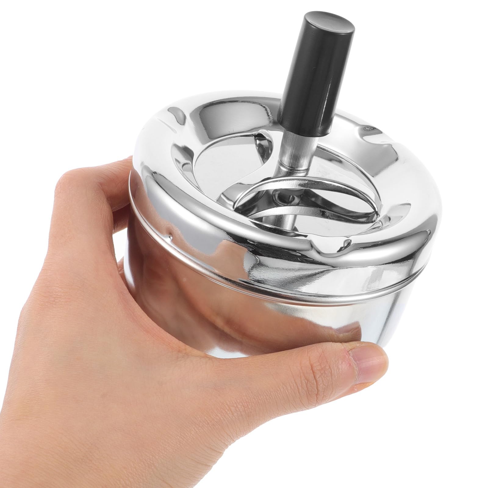 Runder Rauchfreier mit Deckel Drehbarer Aschenbecher aus Eisen Automatische Zigarettenauslöschung und Stilvolles Design Desktop Aschenbecher für Innenbereich