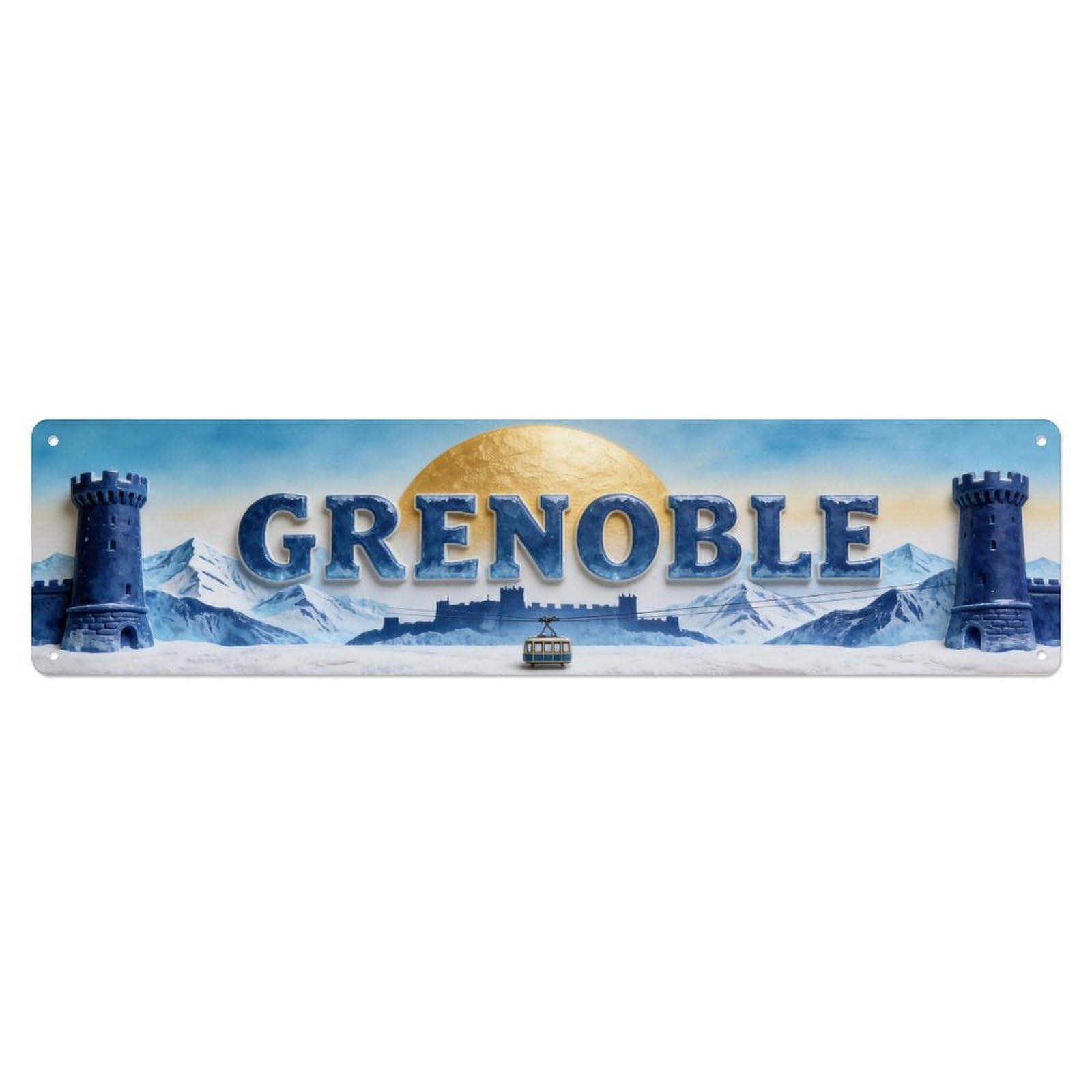 Grenoble France Vintage Metal Tin Sign